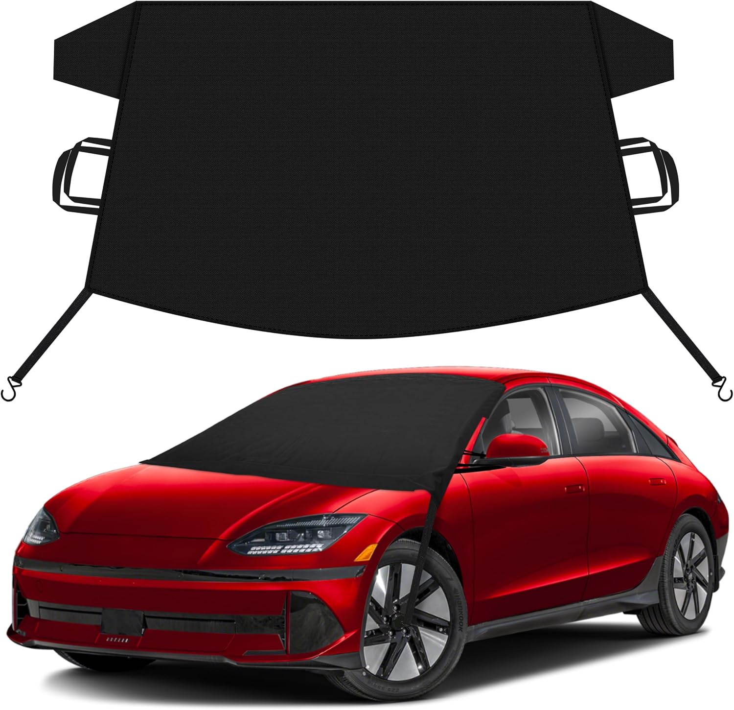 EcoNour Car Snow Cover for Hyundai IONIQ 5 & IONIQ 6 | 600D Oxford Windshield Ice & Snow Cover with S-Hook Straps