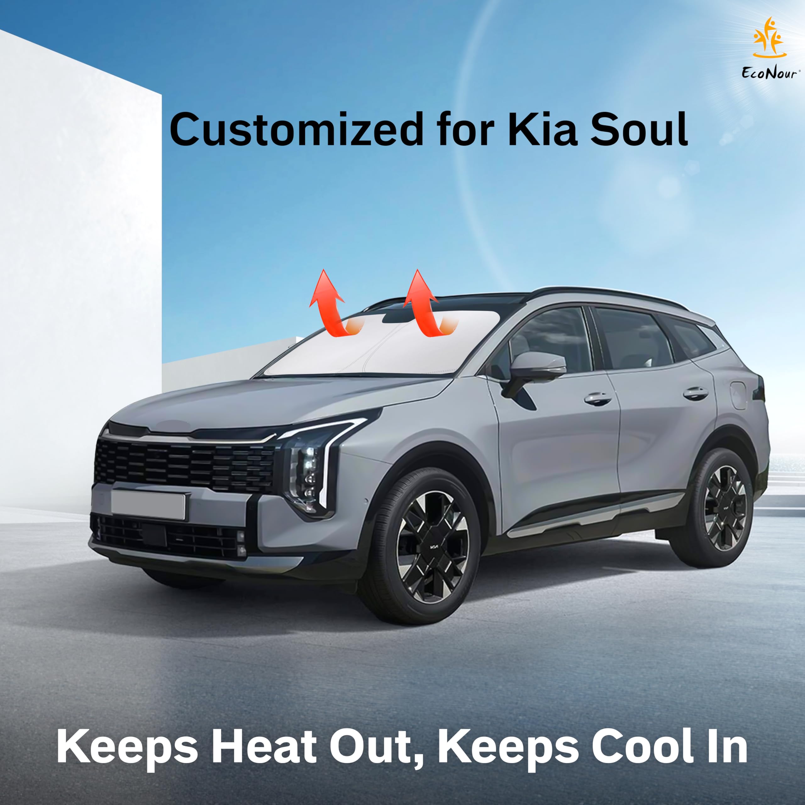 EcoNour Kia Soul Windshield Sunshade keeps interior cool and protected