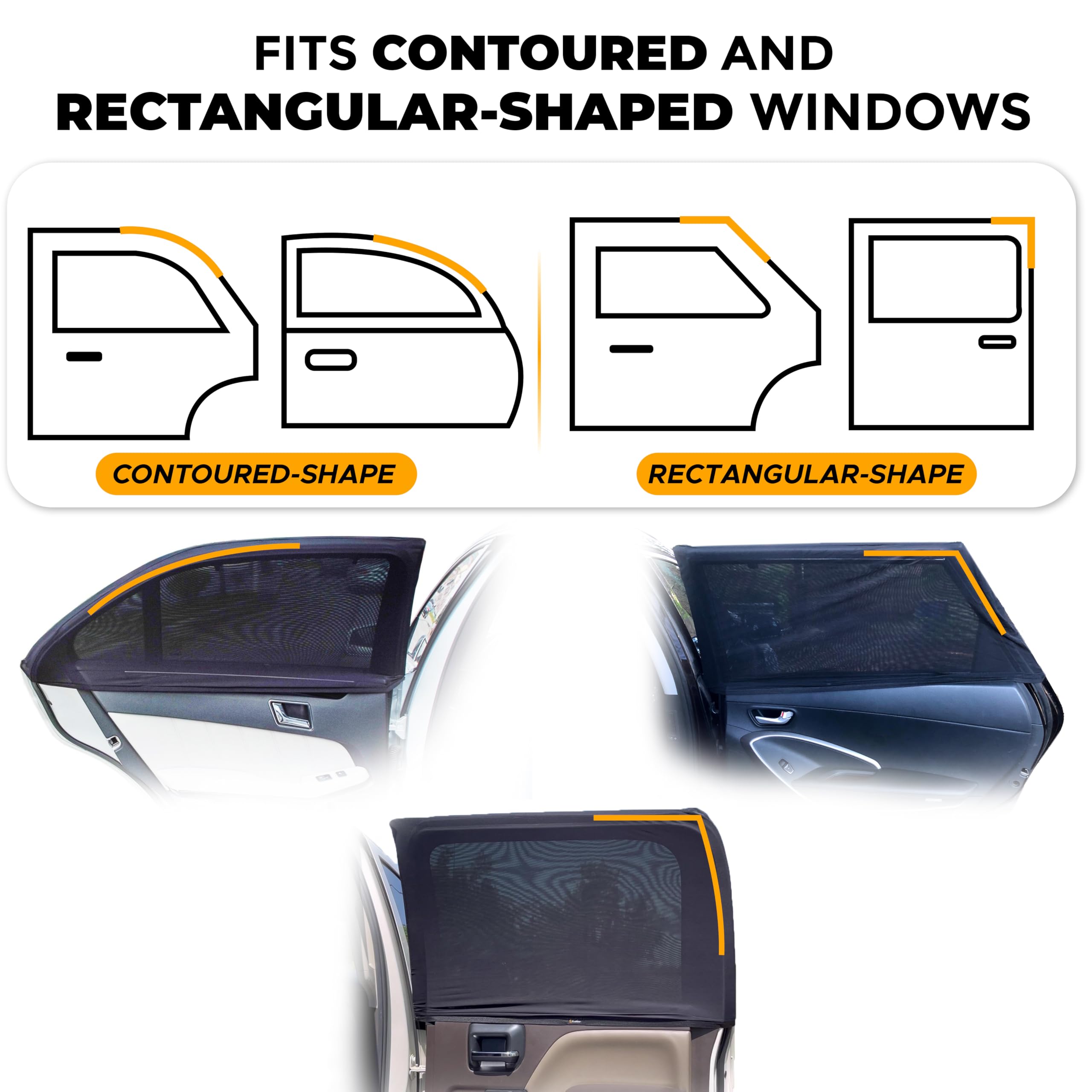 Car Side Window Sun Shade | EcoNour XL 2-Pack Sunshade Protects Car Interior from UV Rays