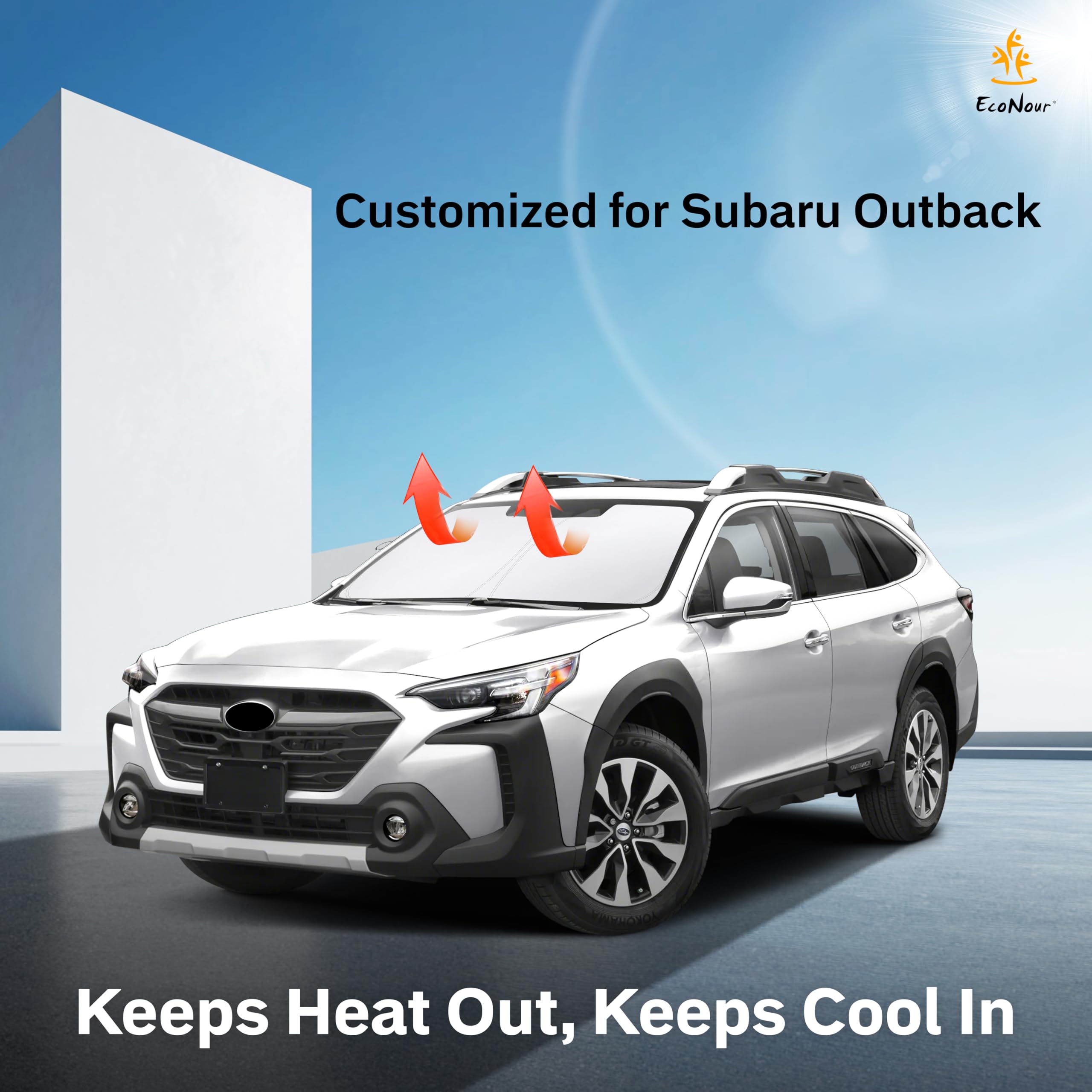 EcoNour Subaru Outback Windshield Sunshade keeps interior cool