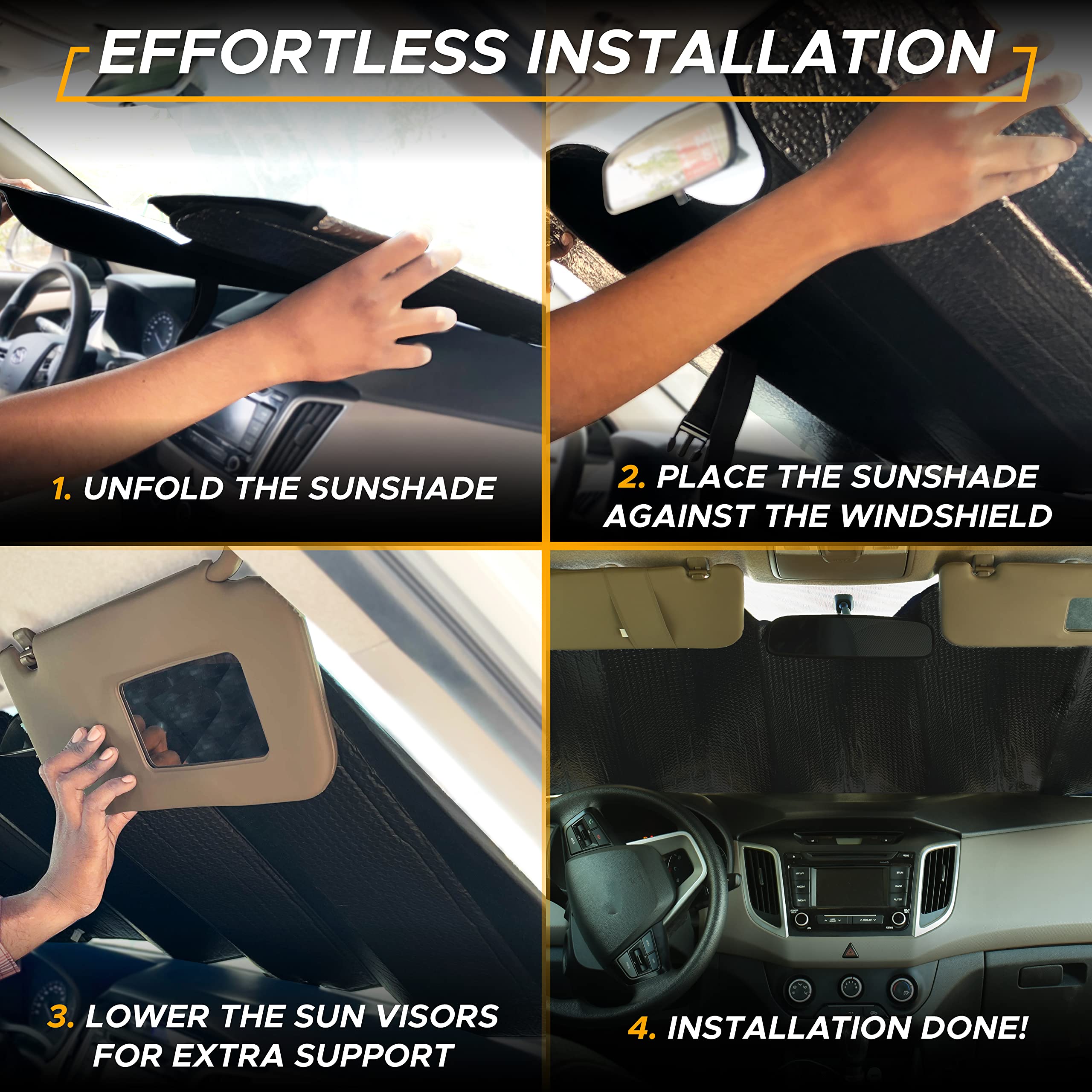 Accordion Car Windshield Sun Shade EcoNour Foldable Automotive Shade