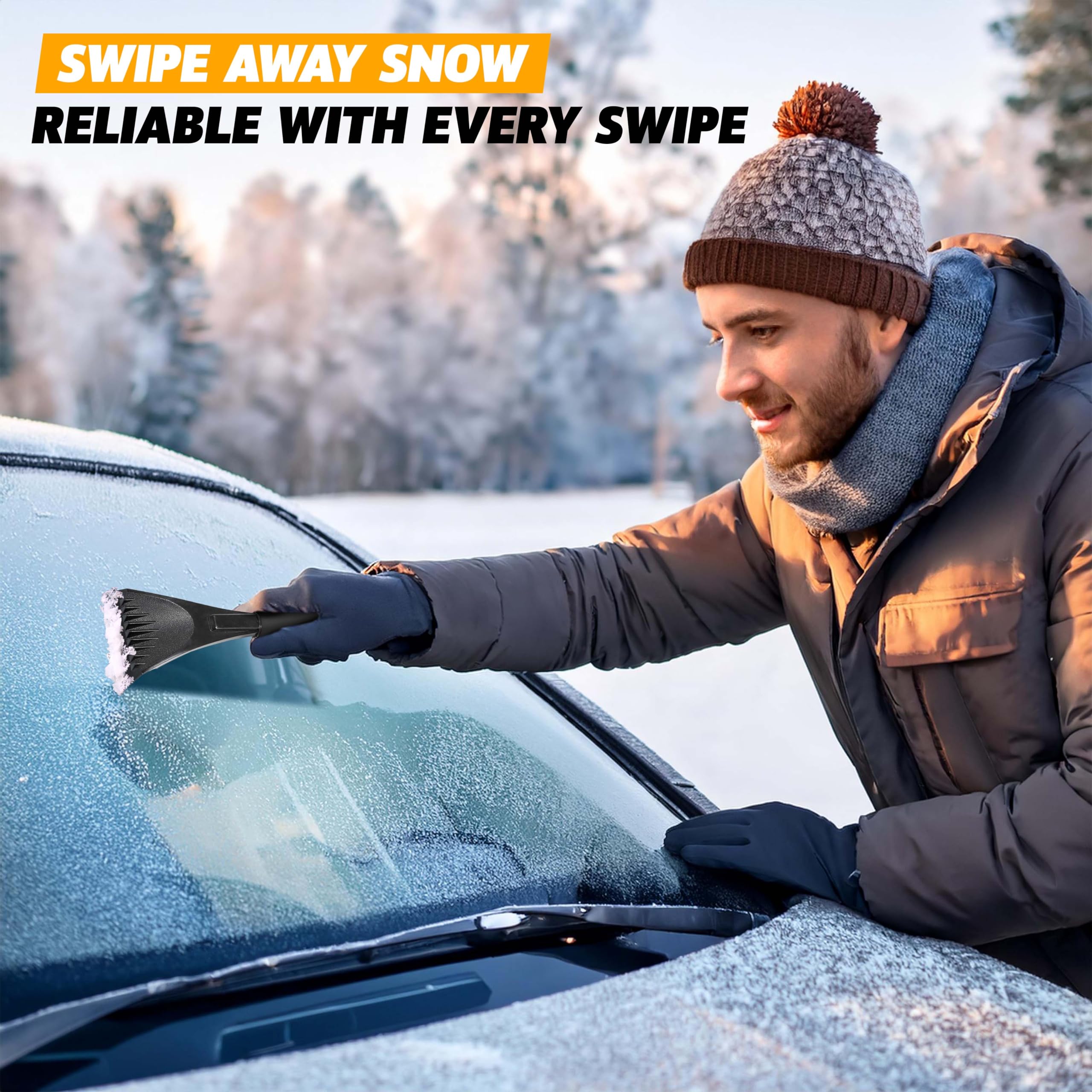EcoNour Ice Scraper for Car Windshield, effective snow and ice remover with ergonomic foam handle.