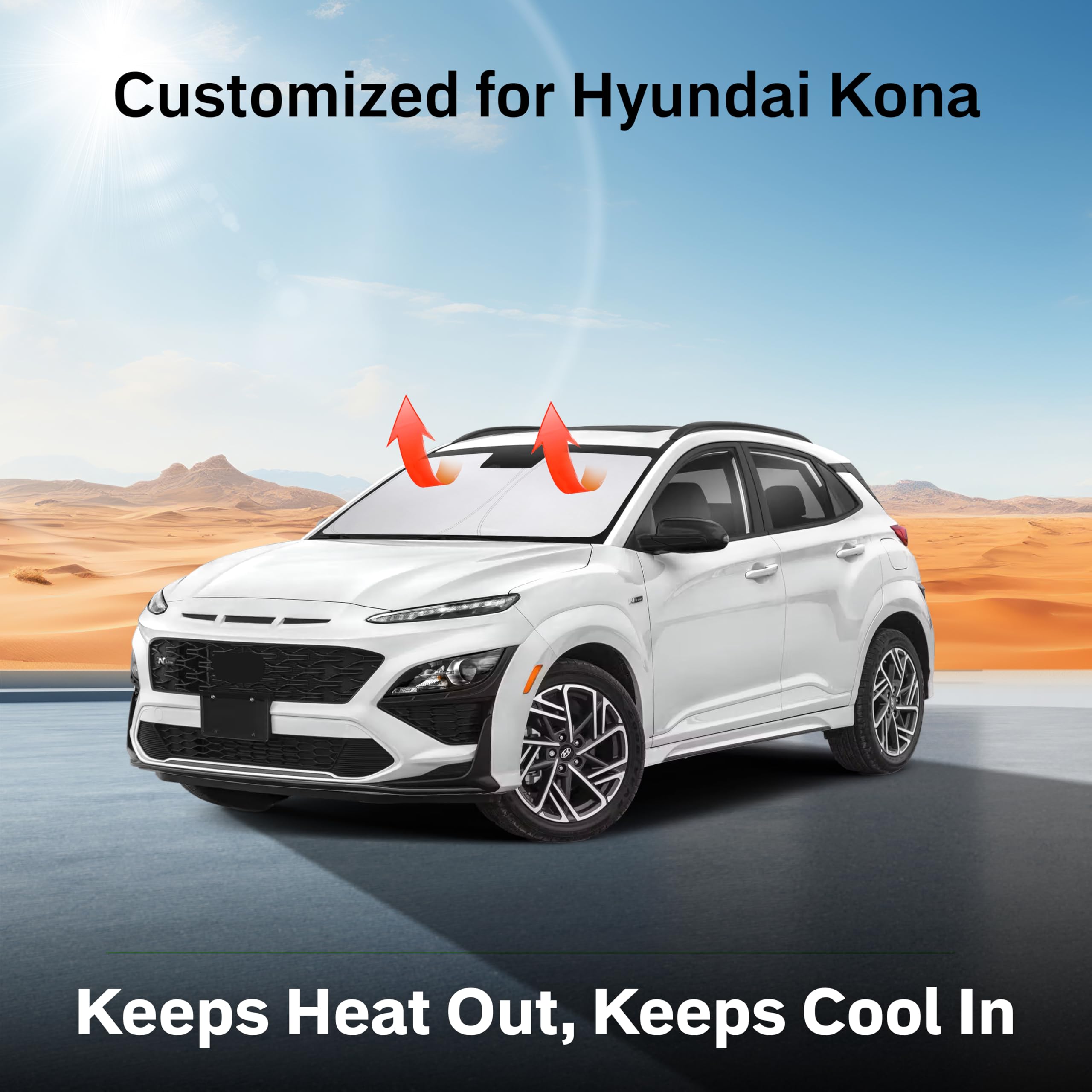 EcoNour Hyundai Kona Windshield Sunshade keeps SUV interior cool