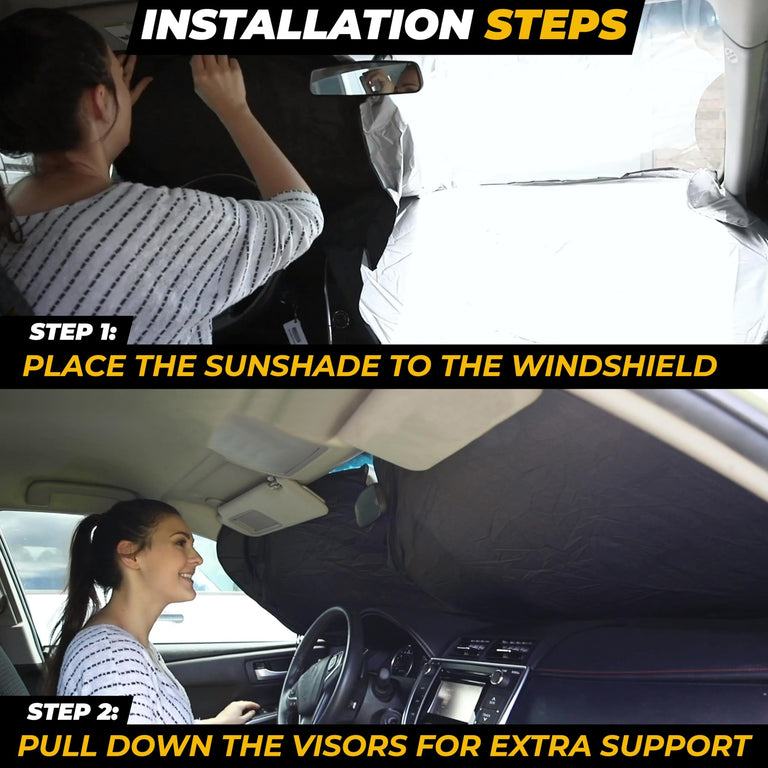 Windshield Sun Shade for Car SUV Truck – Foldable 240T Reflective Polyester Front Window Sunshade