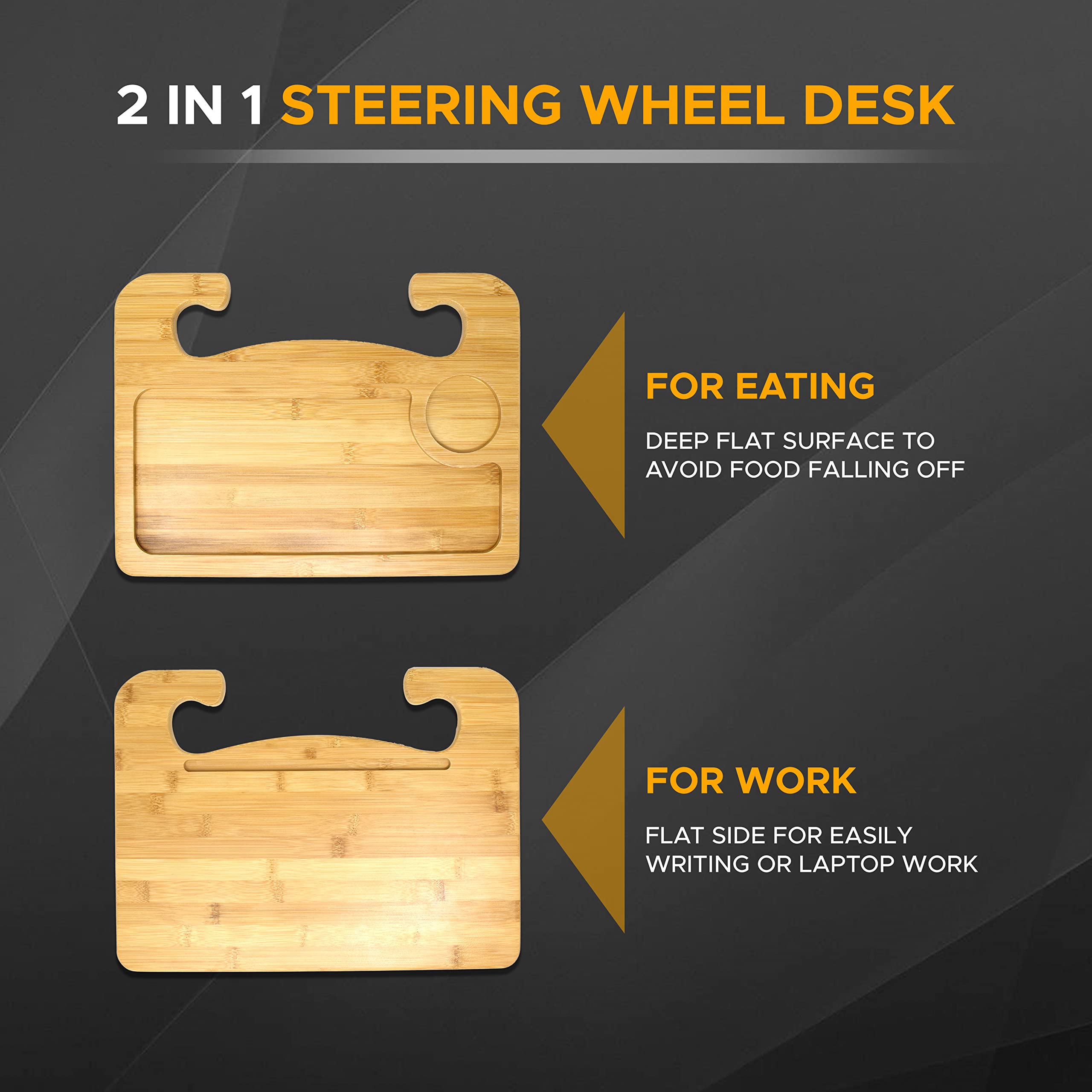 2 in 1 Car Steering Wheel Desk EcoNour Portable Lap Desk for Cars
