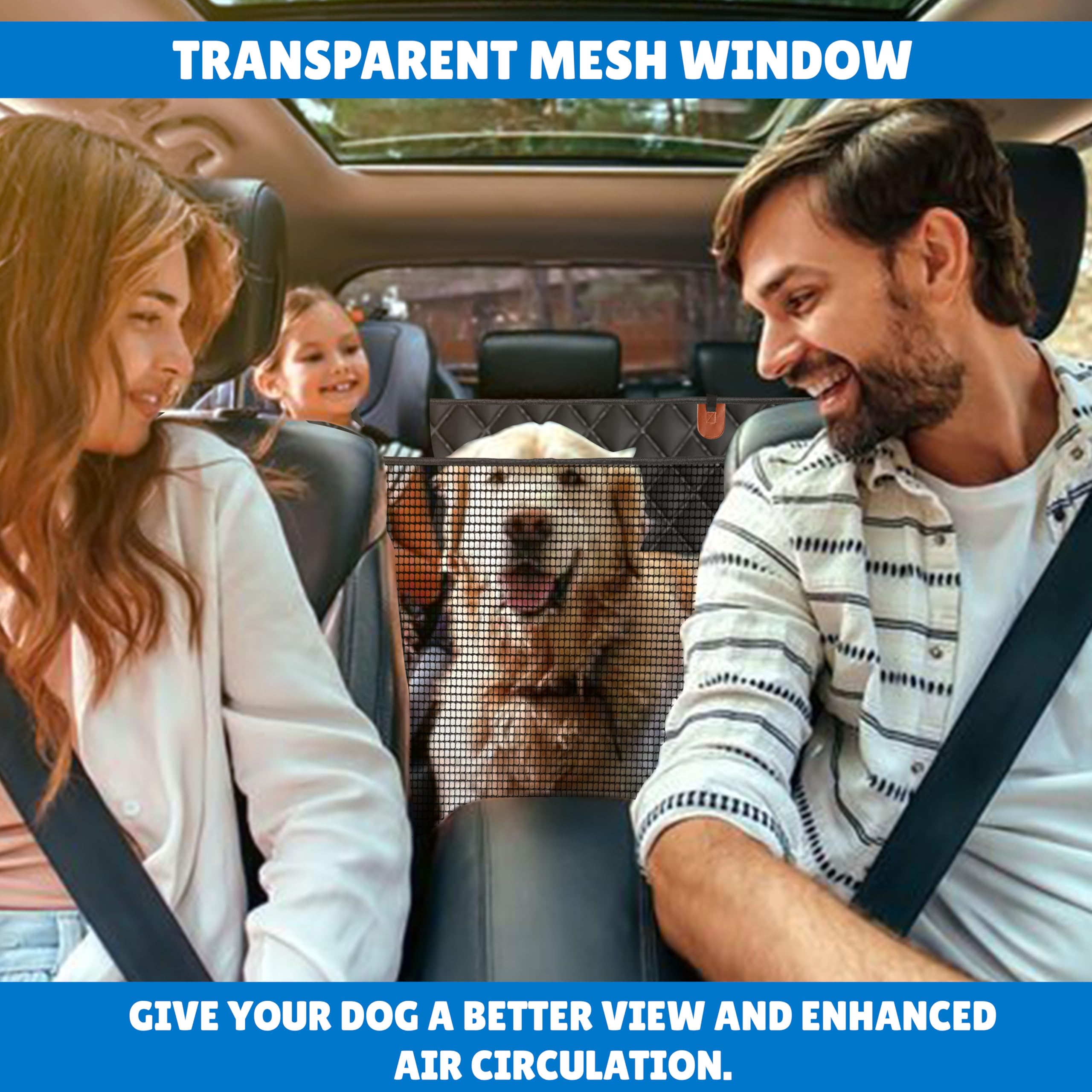 Dog Car Seat Cover for Back Seat by EcoNour, waterproof and scratch-proof hammock with side flaps for cars, SUVs, and trucks.