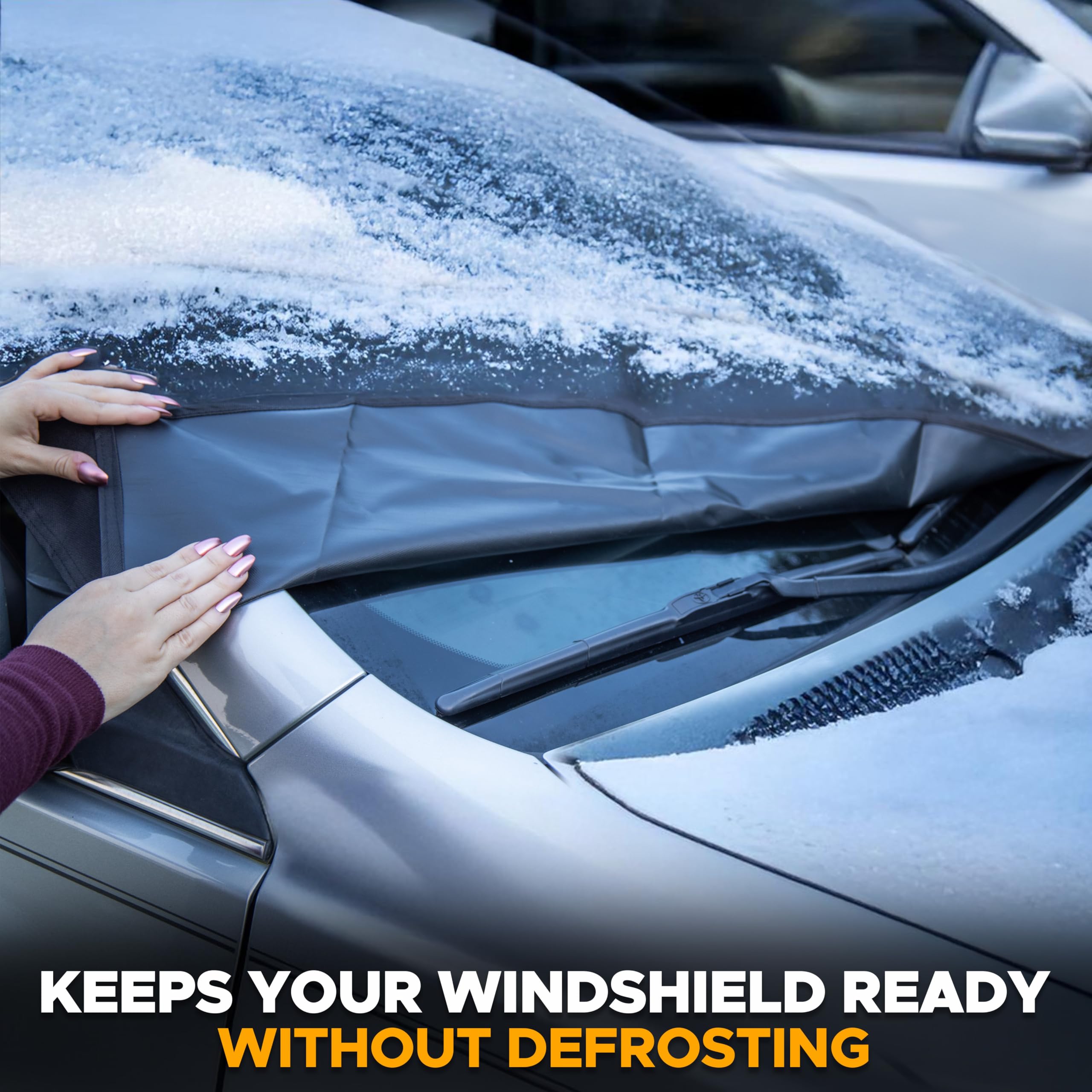 EcoNour XX-Large windshield snow cover blocks snow, frost, and ice.