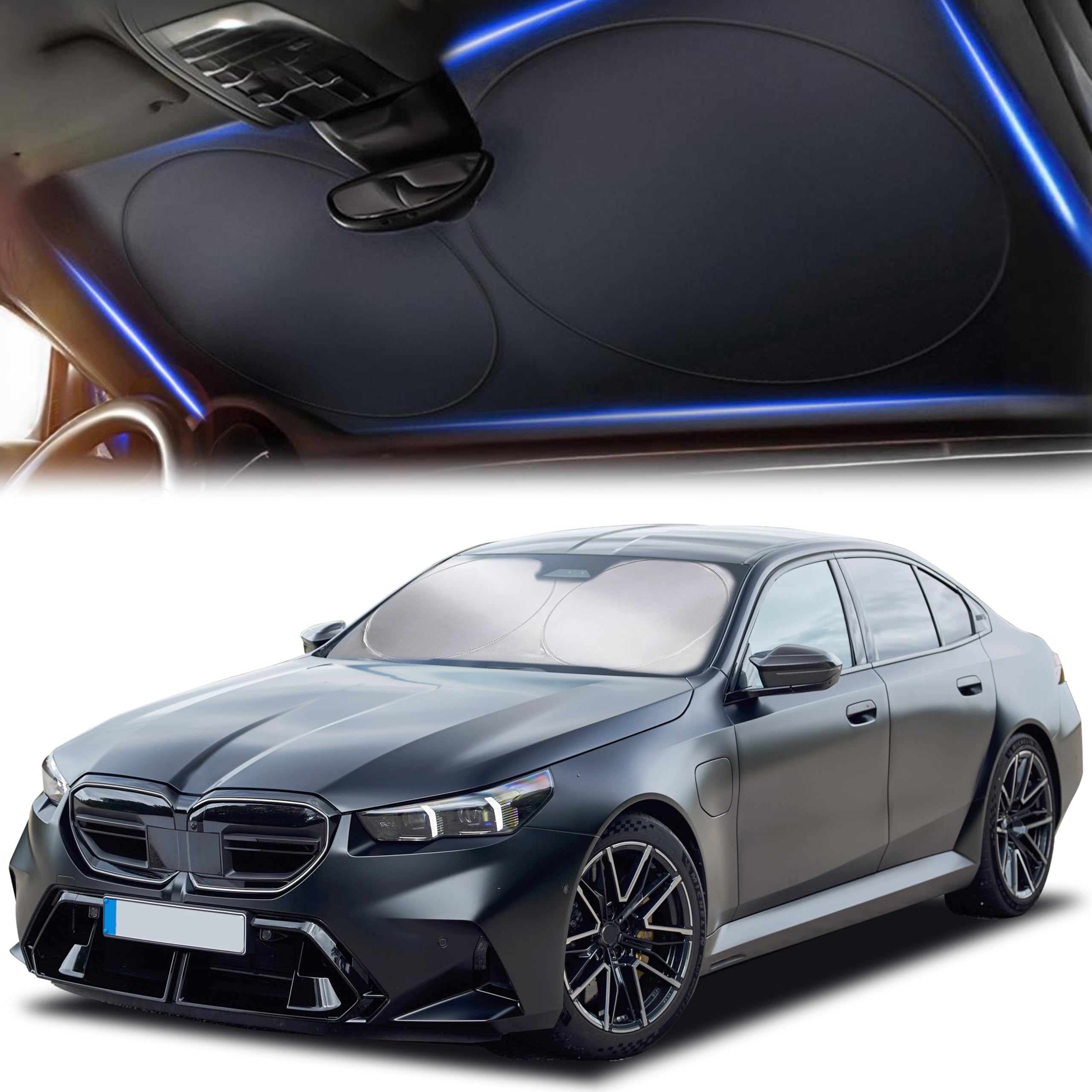 Car Windshield Sun Shade S 59"x29" – EcoNour 240T Reflective Sun Visor Blocks UV & Heat