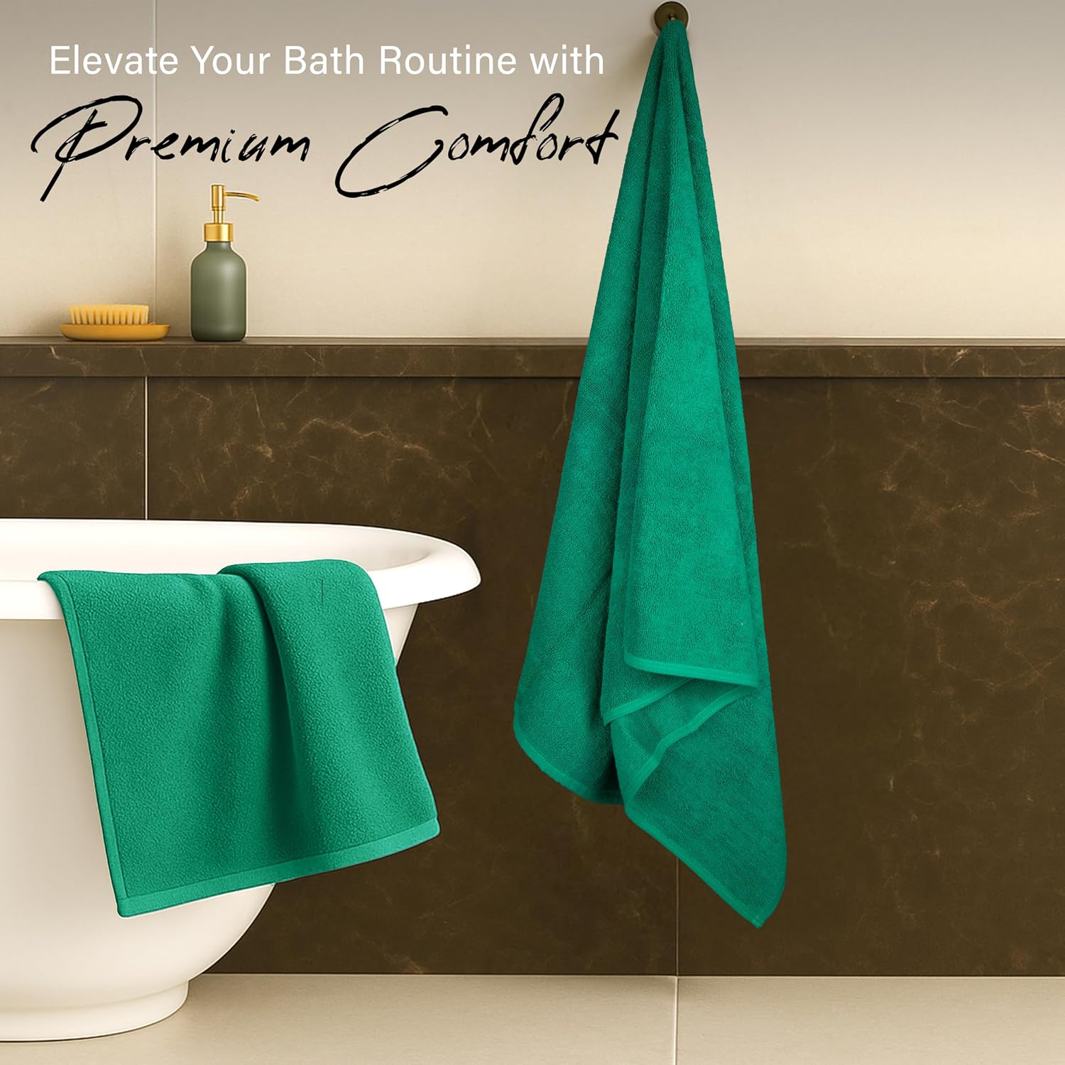 EcoNour Luxury 6-Piece Green Turkish Cotton Bath Towel Set – 550 GSM, 100% Cotton, Ultra Soft & Highly Absorbent