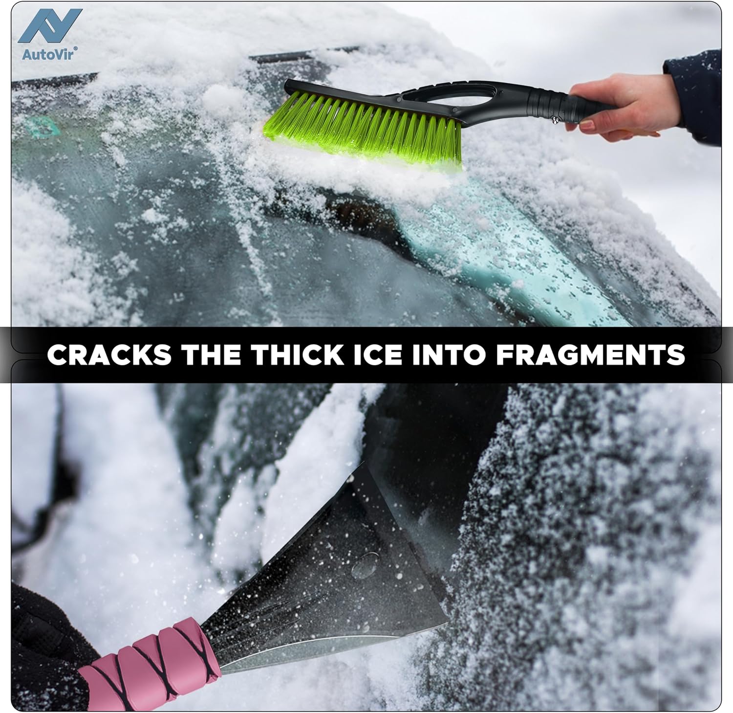 EcoNour Car Snow Brush & Ice Scraper for Car Windshield 27" (2 Pack) with Foam Grip