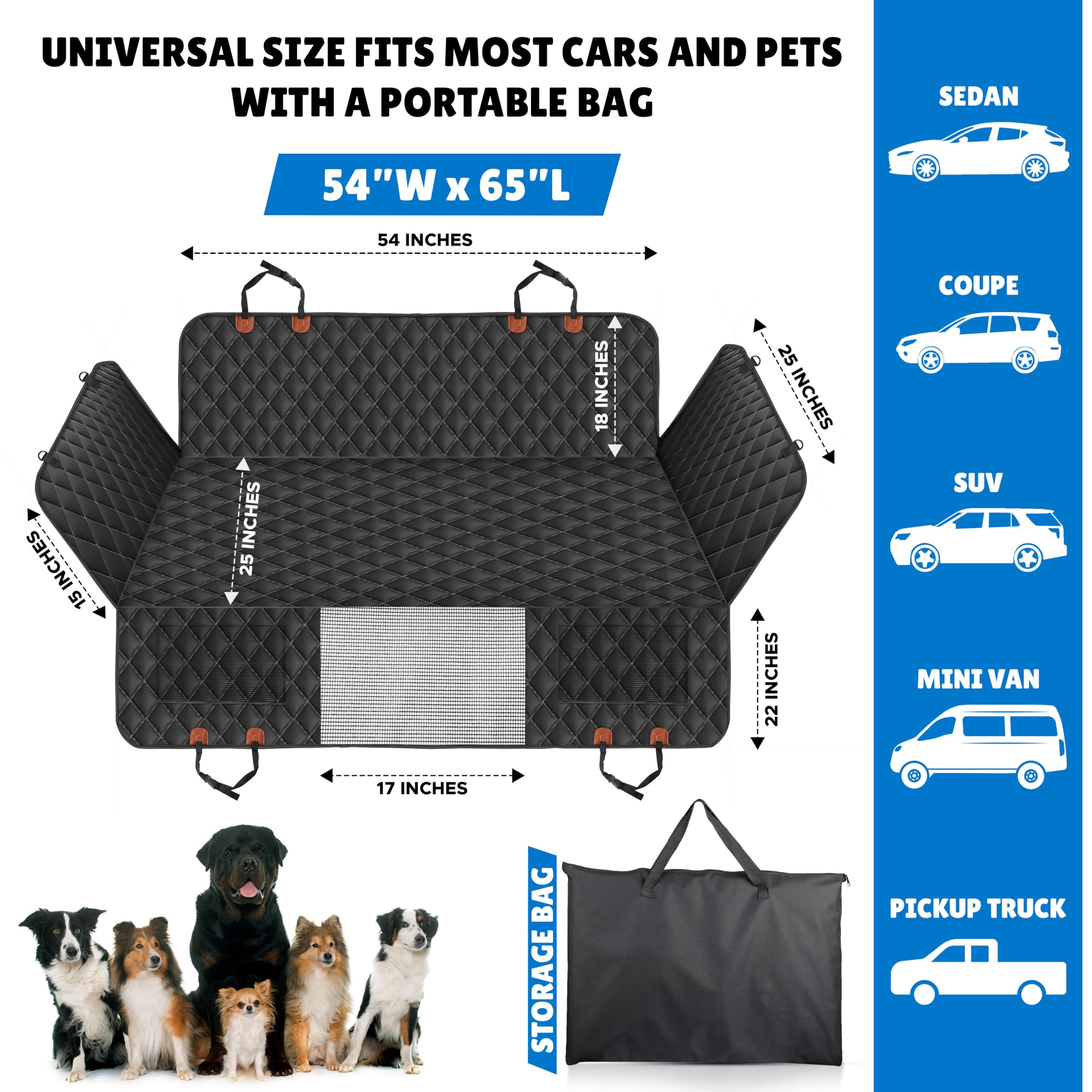 EcoNour 400 Lbs Capacity Back Seat Extender for Dogs