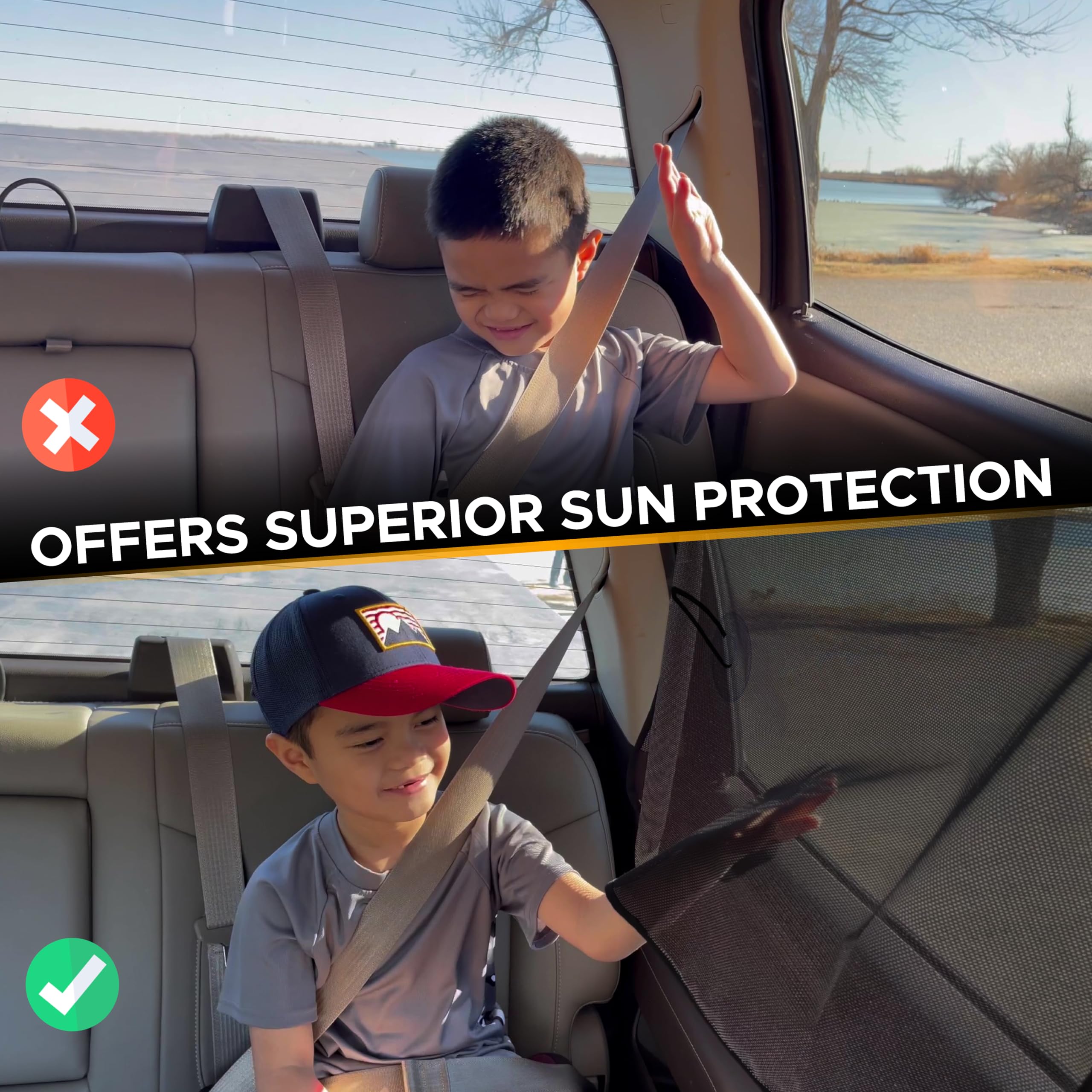 EcoNour Magnetic Car Sun Shade for Baby – easy install side window sunshade for kids