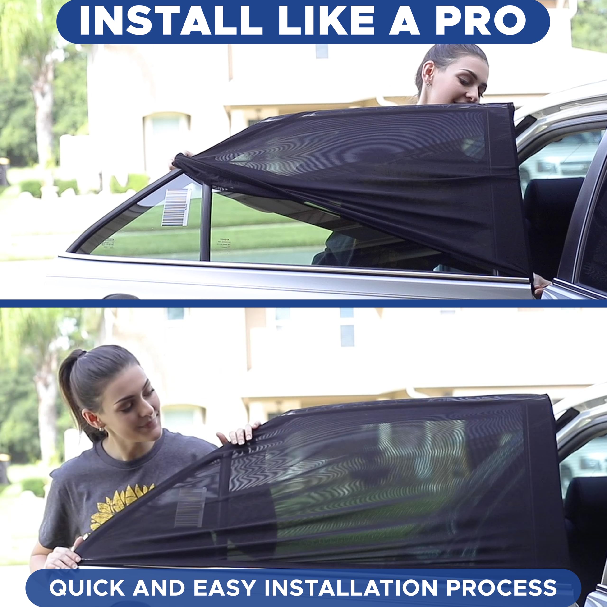 Car Side Window Sun Shade | EcoNour Easy Install Side Window Screens for Cars
