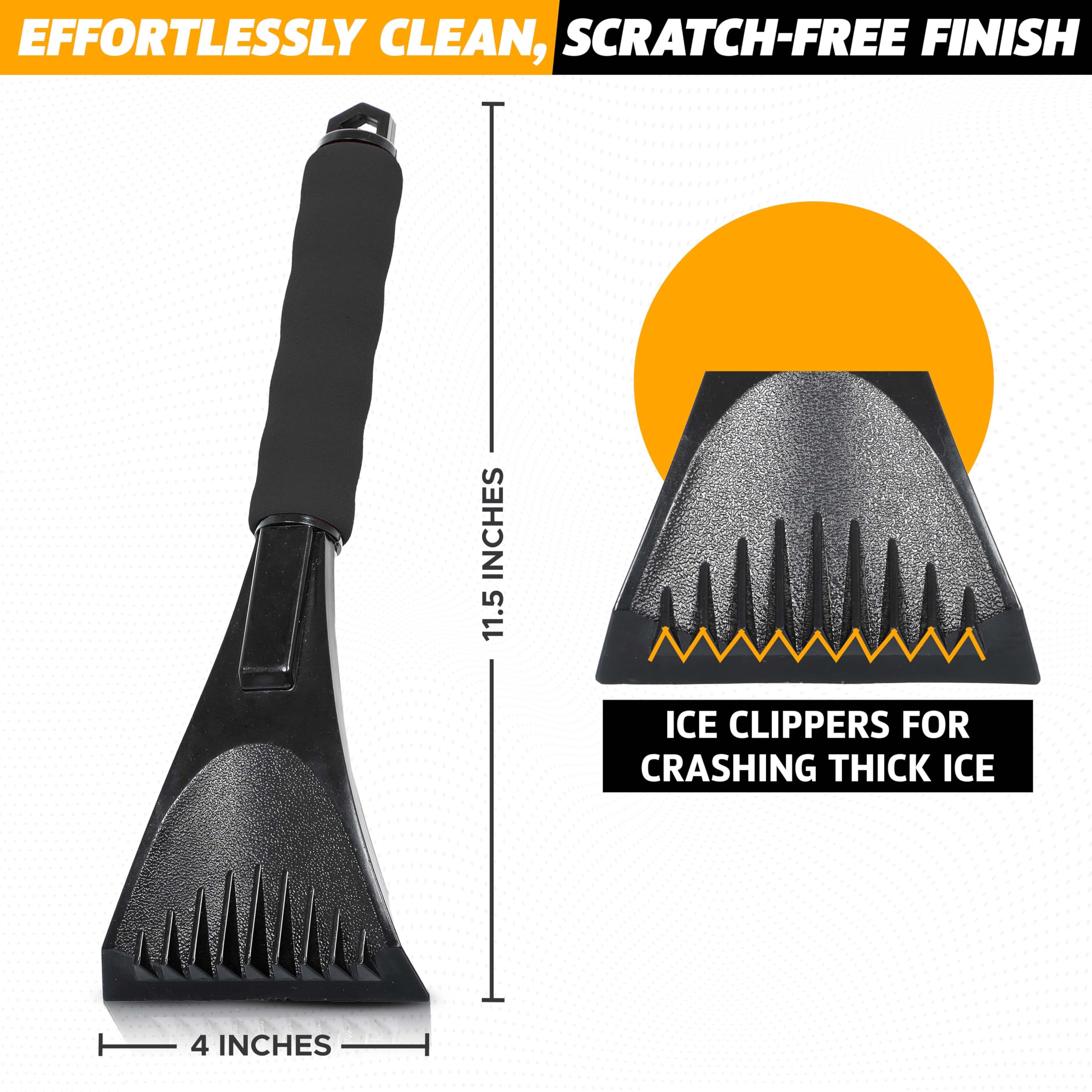 EcoNour Ice Scraper for Car Windshield, strong ice crusher design with foam handle for comfortable grip.