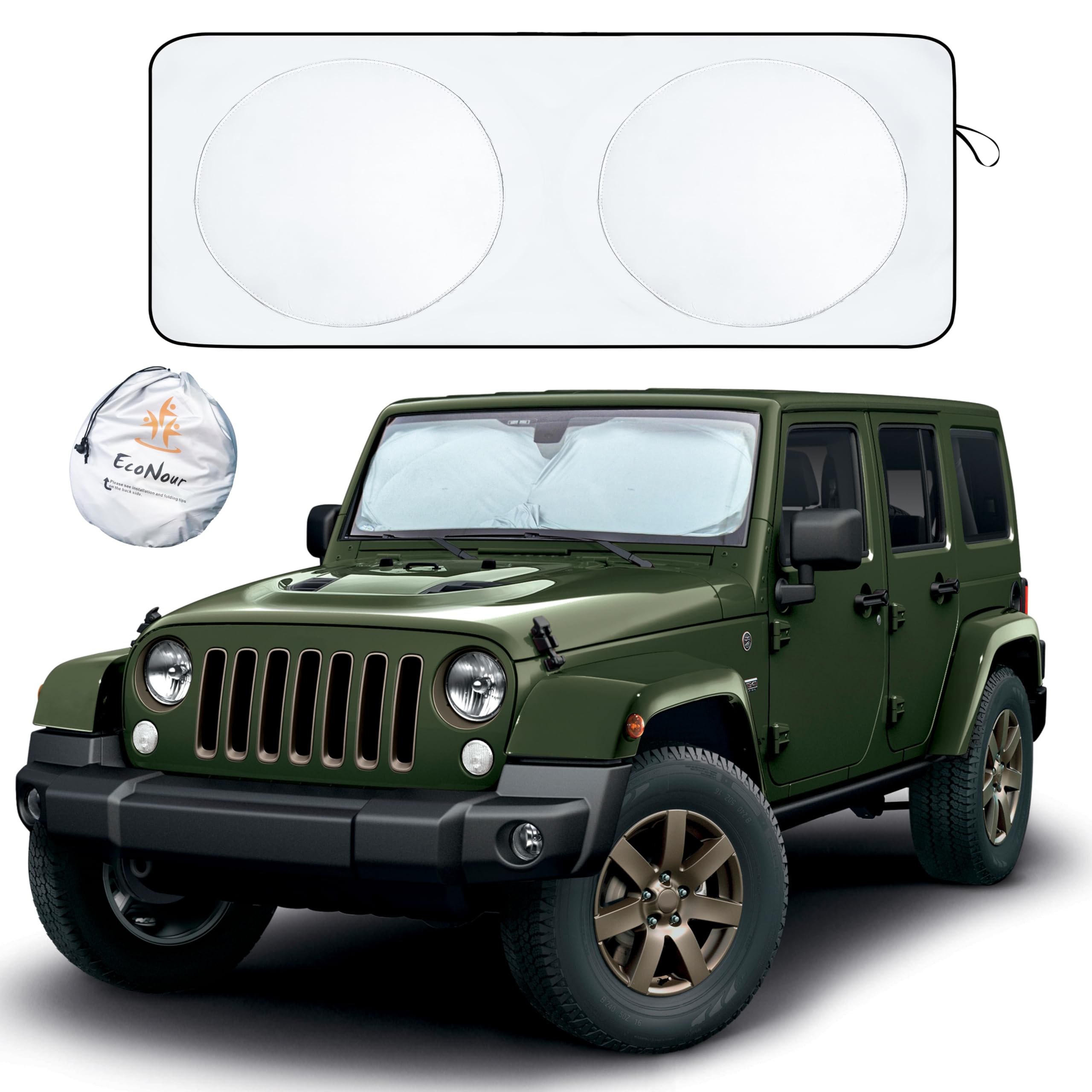 Jeep Wrangler Windshield Sunshade – EcoNour XS 59.5"x20.5"