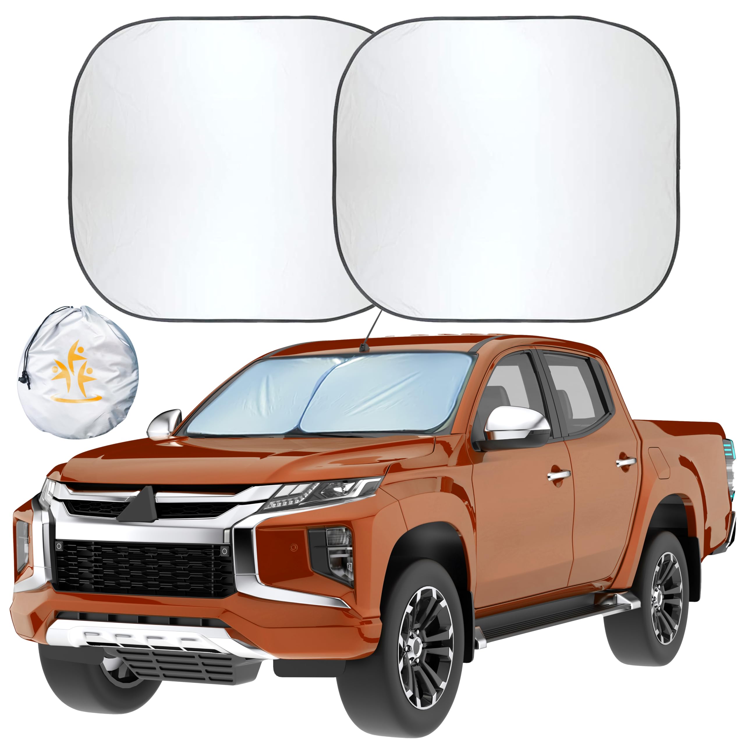 Truck Sun Shade for Windshield | EcoNour 2-Piece Large 32.5"x36" UV Protection