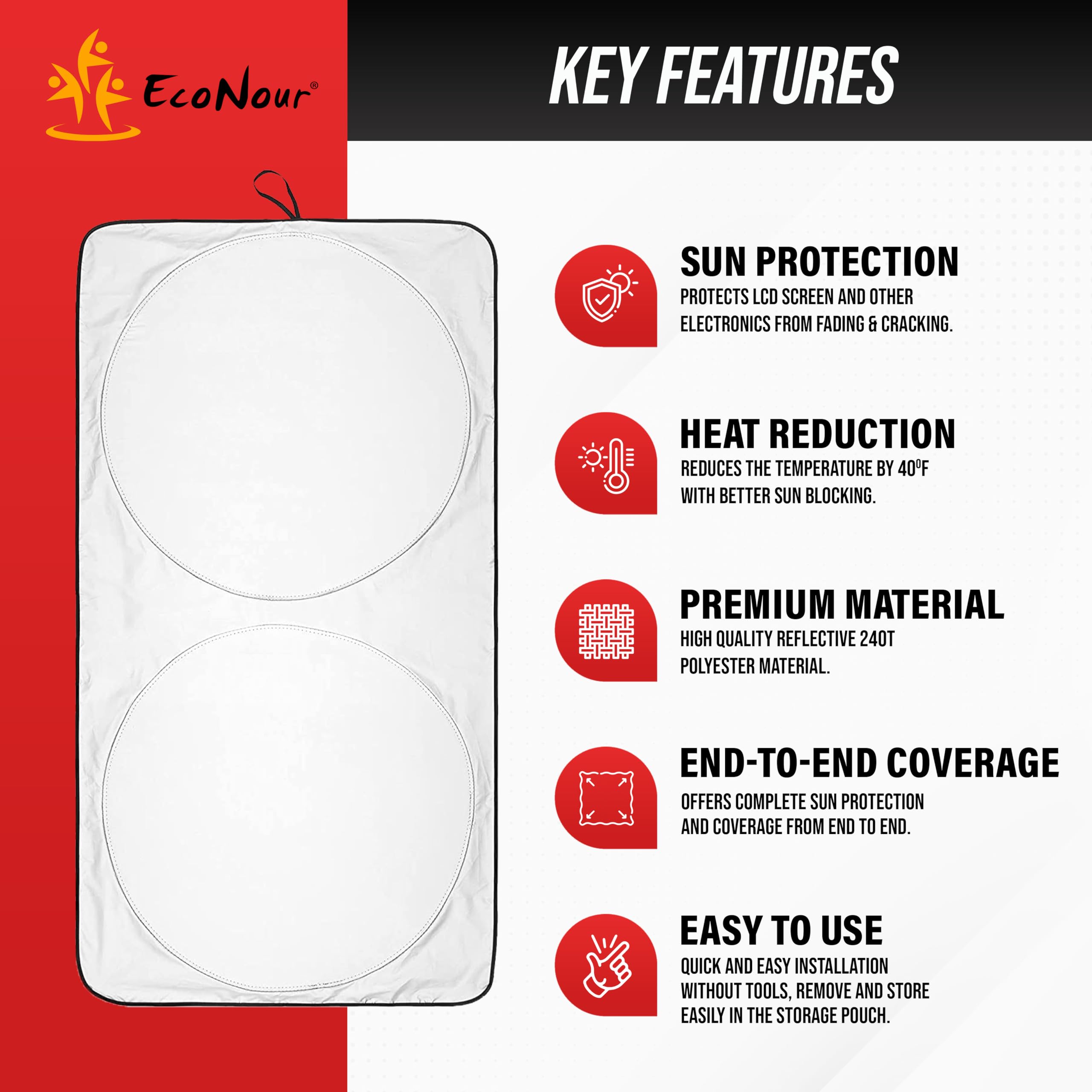 Tesla Windshield Sun Shade Foldable – EcoNour Upgraded Sun Shield for Tesla Cars