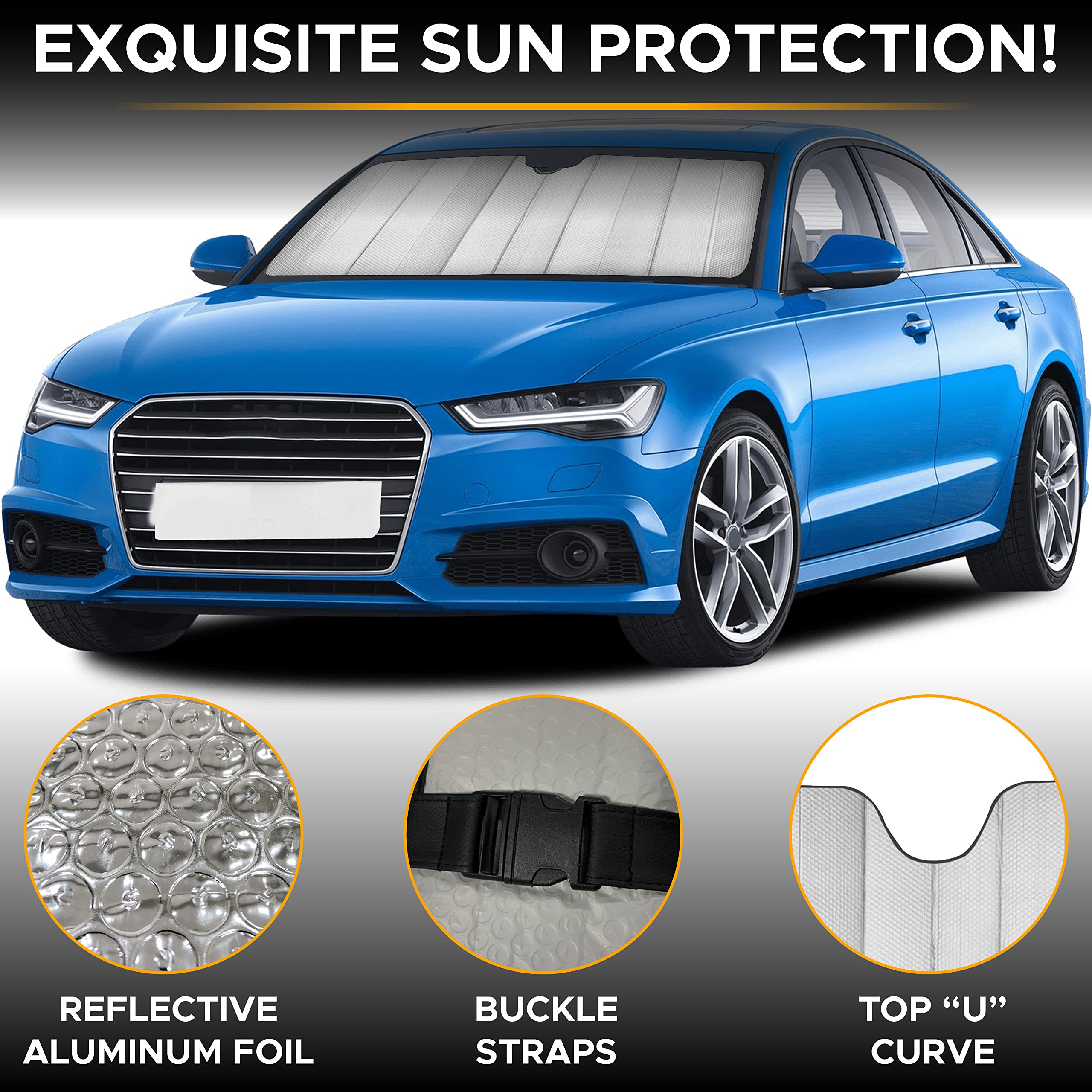Accordion Car Windshield SunShade Gray EcoNour Front Window Sun Blocker