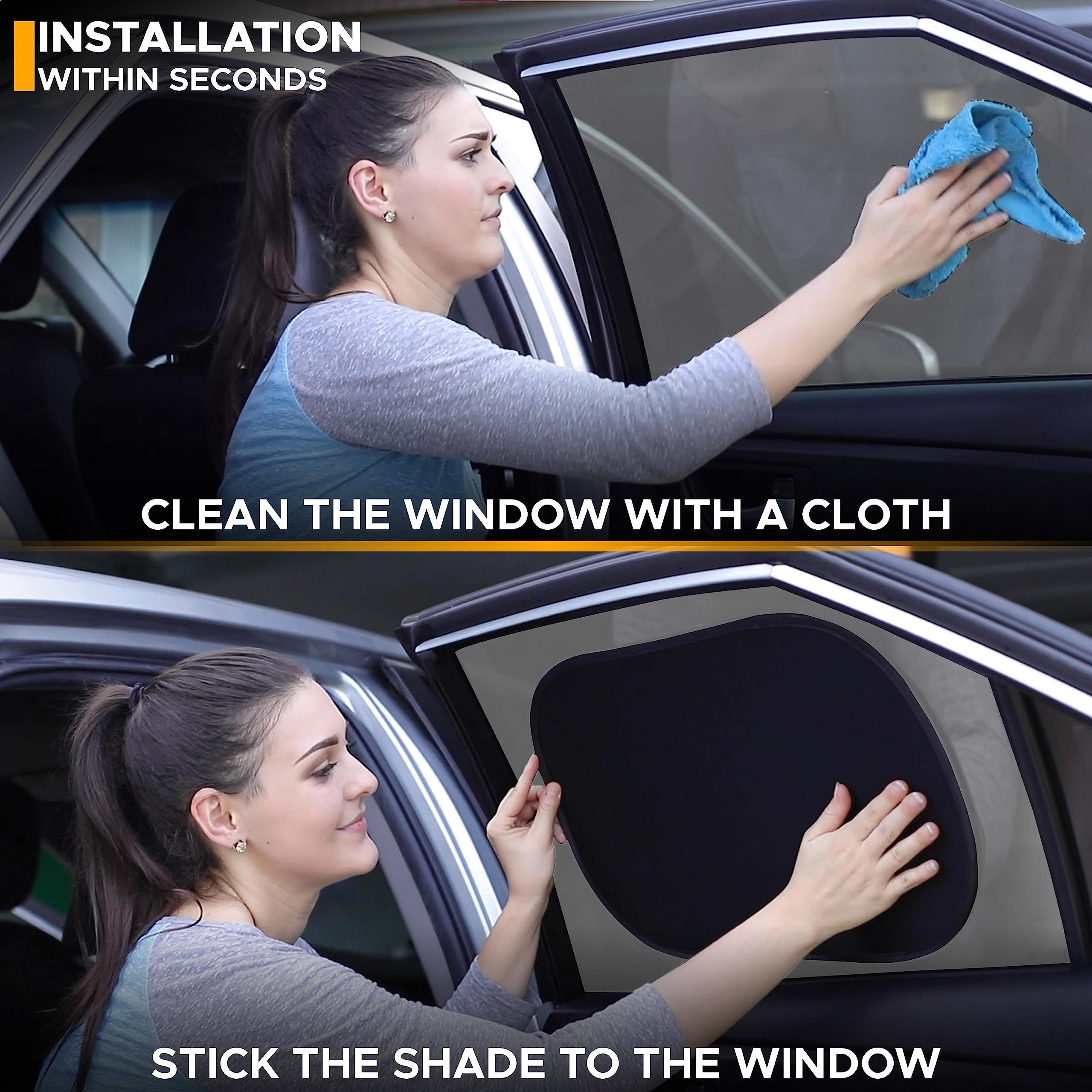 Car Window Shades for Baby (Medium 20"x12") | EcoNour Easy-to-Install Side Window Shades