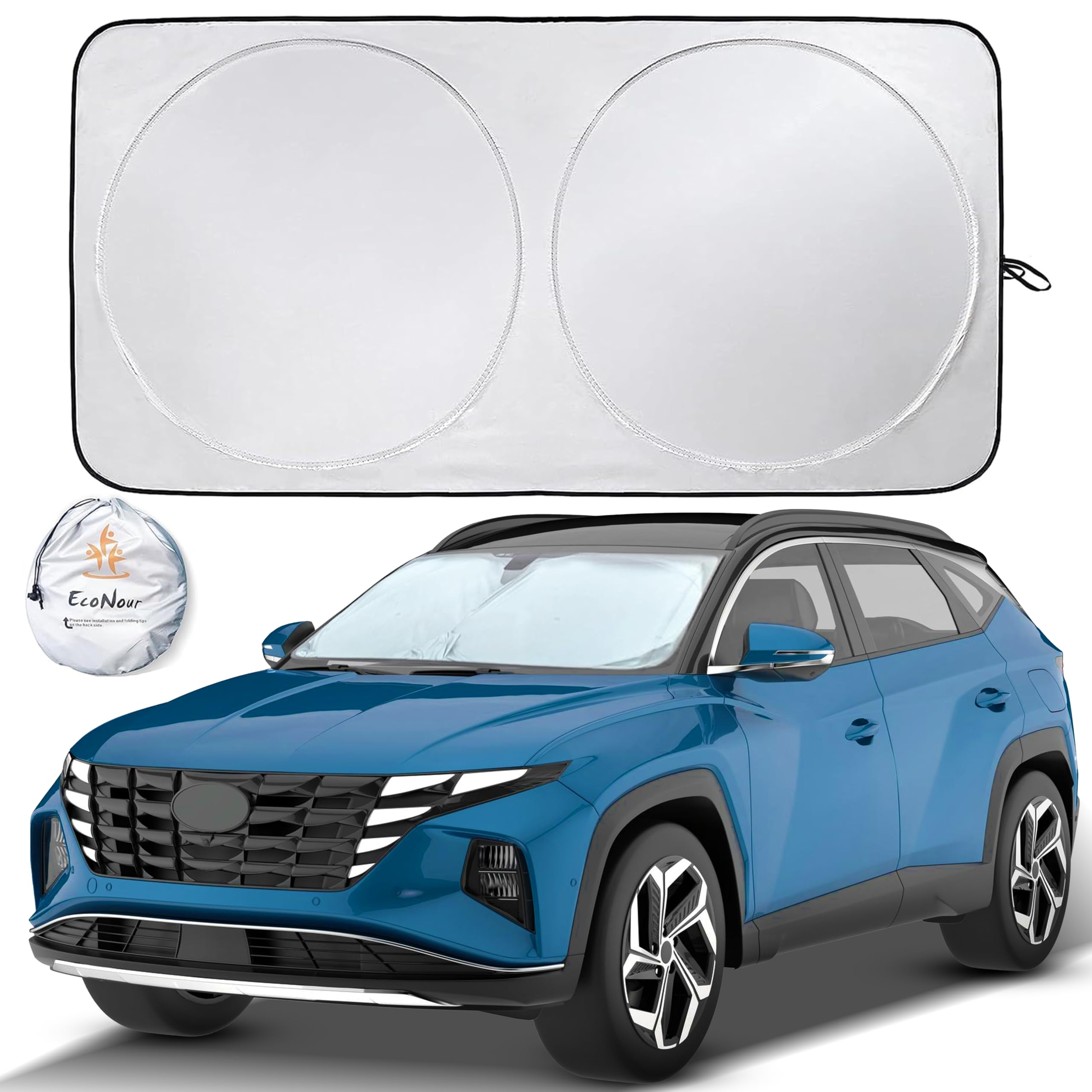 Car Shade Front Windshield – EcoNour Foldable Sun Visor 64"x34"