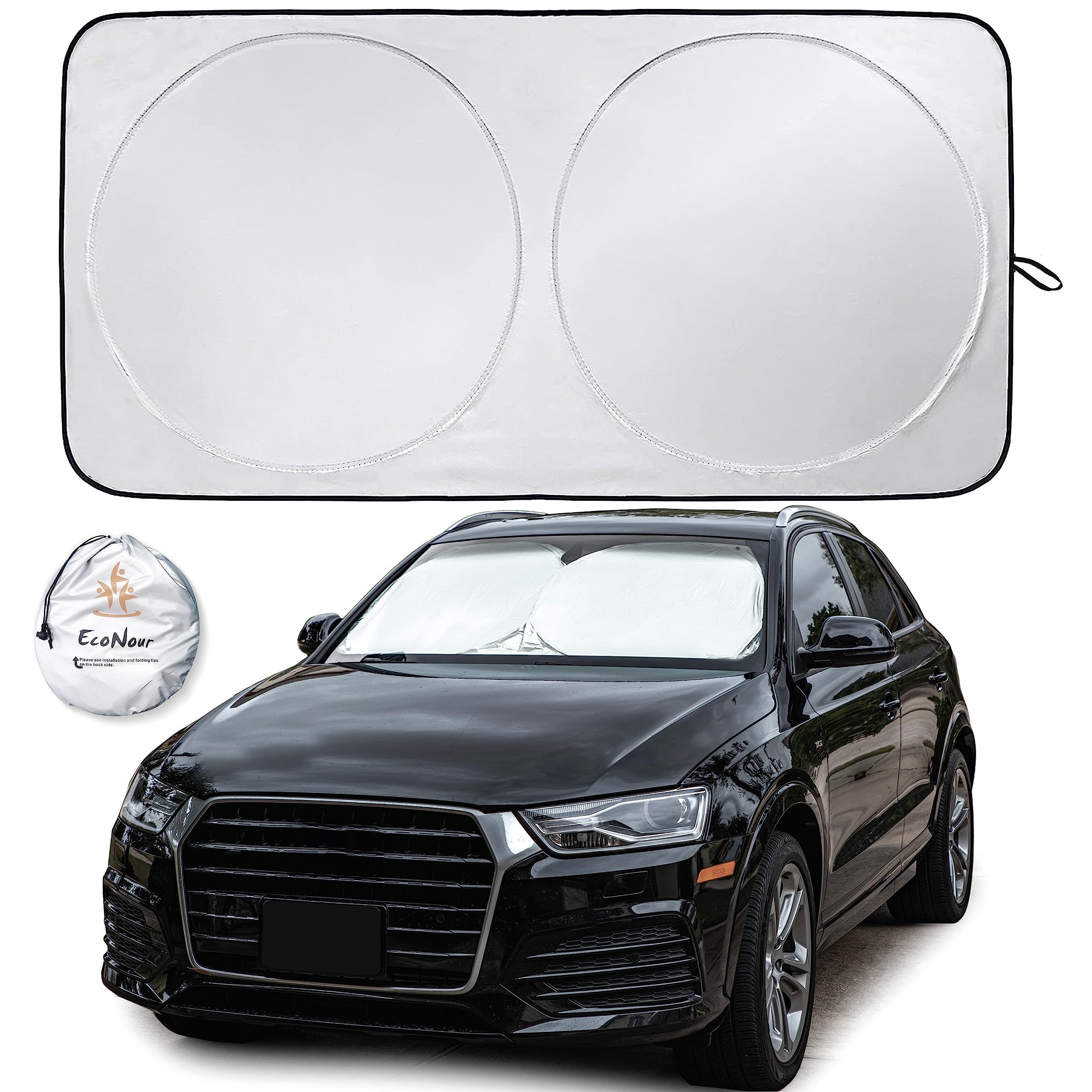 Car Windshield Sun Shade Small 59"x29" – EcoNour 2025 No-Light-Pass Design