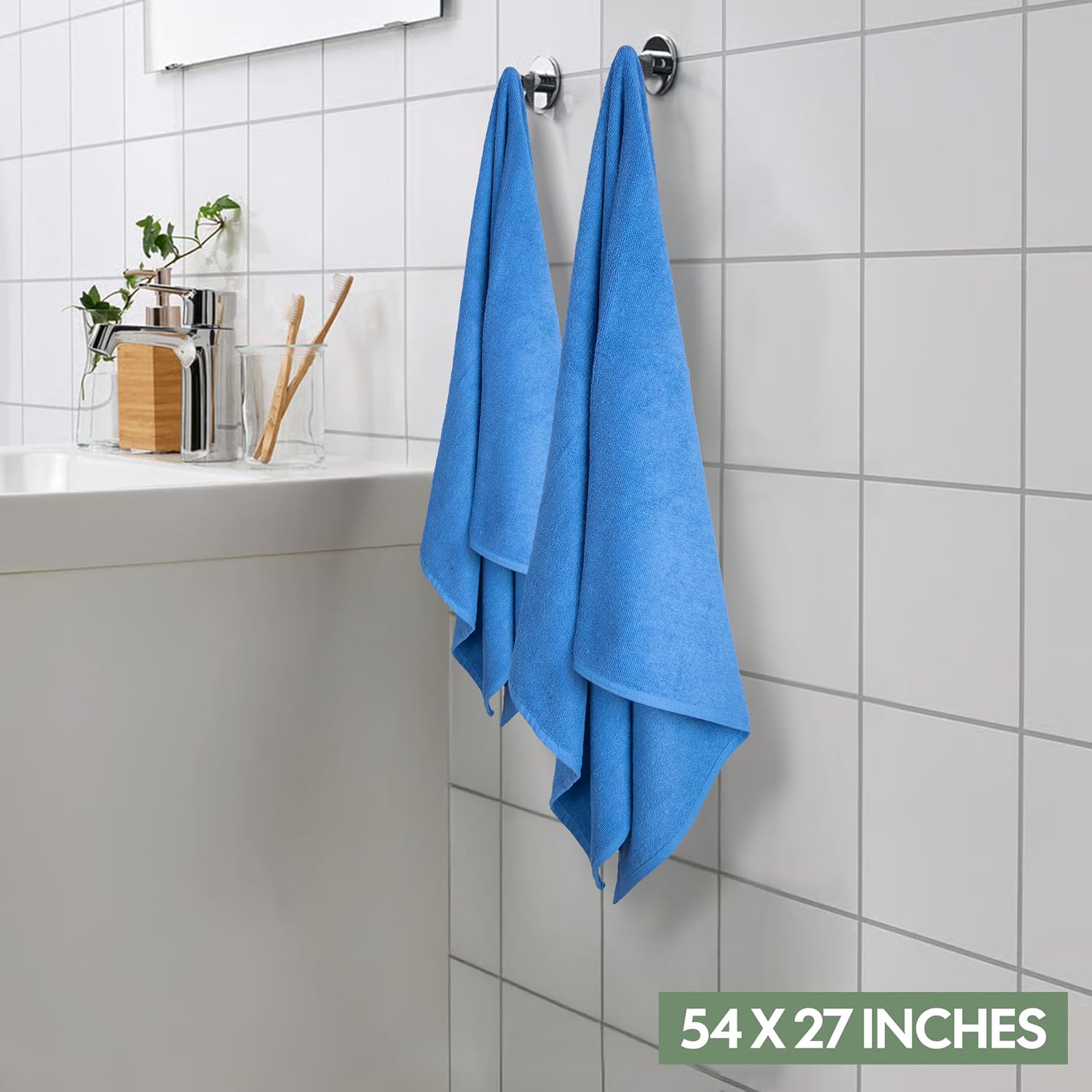 EcoNour Luxury 4-Pack Turkish Cotton Bath Towels – 550 GSM, 100% Cotton, 27x54", Ultra Soft, Absorbent & Quick Dry – Navy Blue