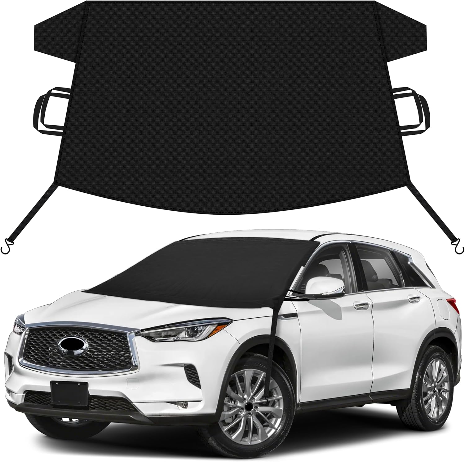 EcoNour Car Snow Cover Compatible with Infiniti QX50 QX55 | 600D Oxford Windshield Cover for Ice & Snow | Waterproof & Anti-Slip with S-Hook Straps