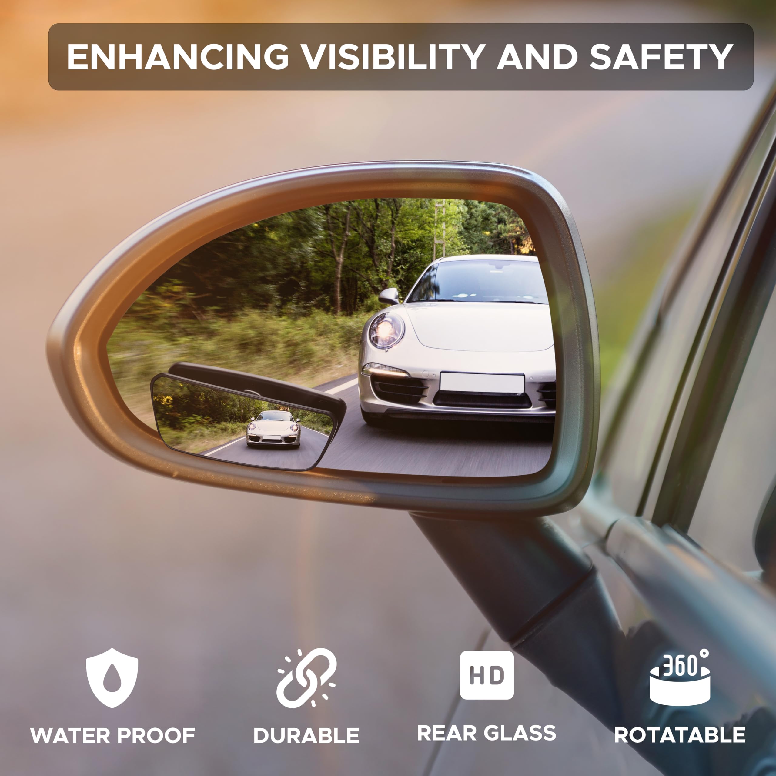 Car blind spot mirror 2 pack EcoNour adjustable rectangle rear view mirror