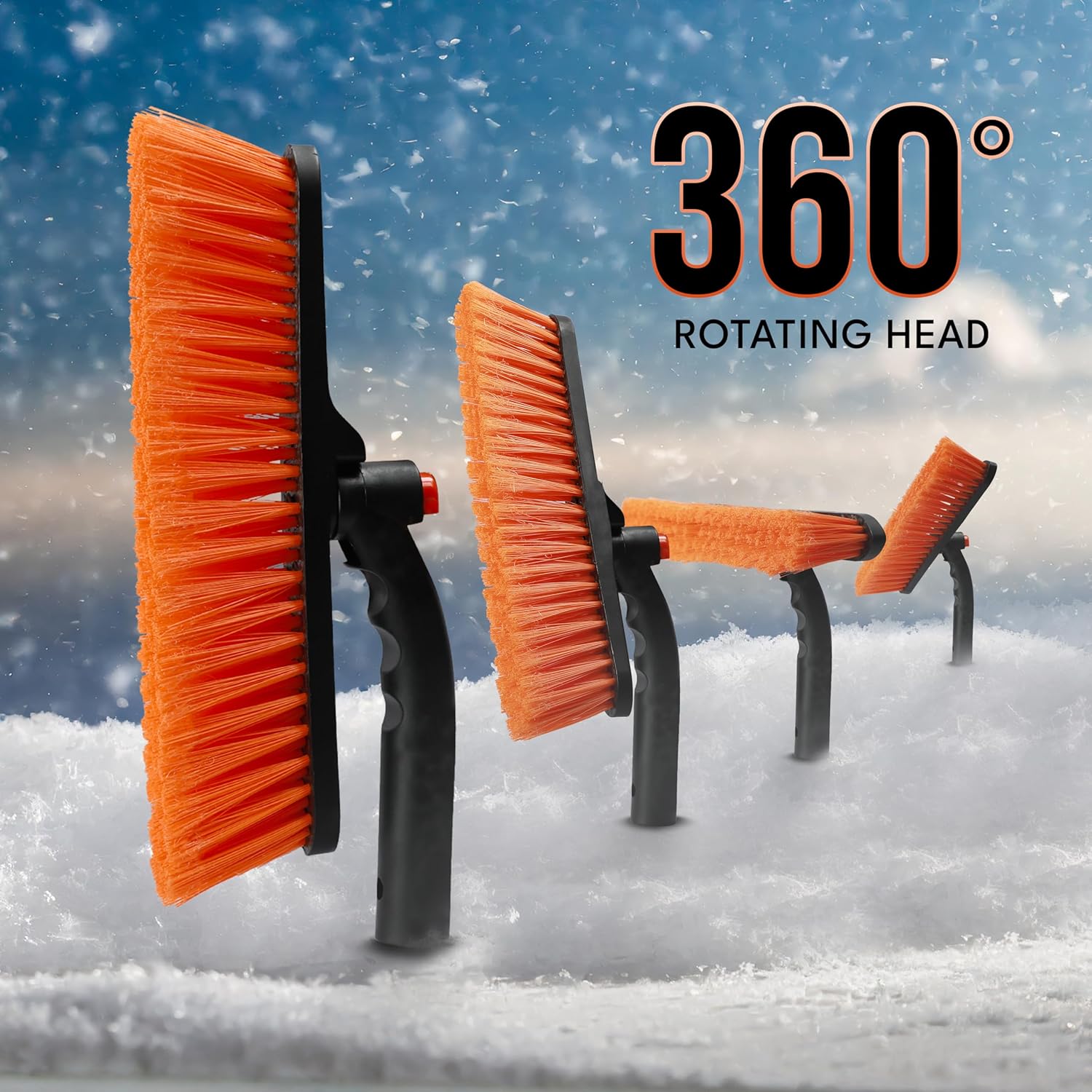 Durable EcoNour 44.7" 3 in 1 Snow Brush for SUV | Extendable Ice Scraper for Car Windshield