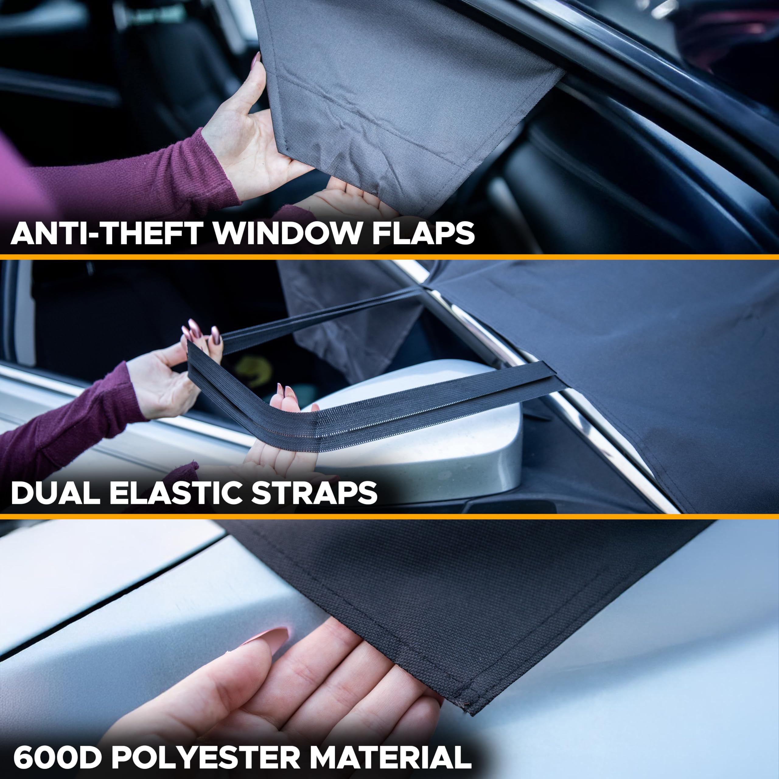 Easy-install Windshield Snow Cover Medium (69" x 42") for all vehicle types.