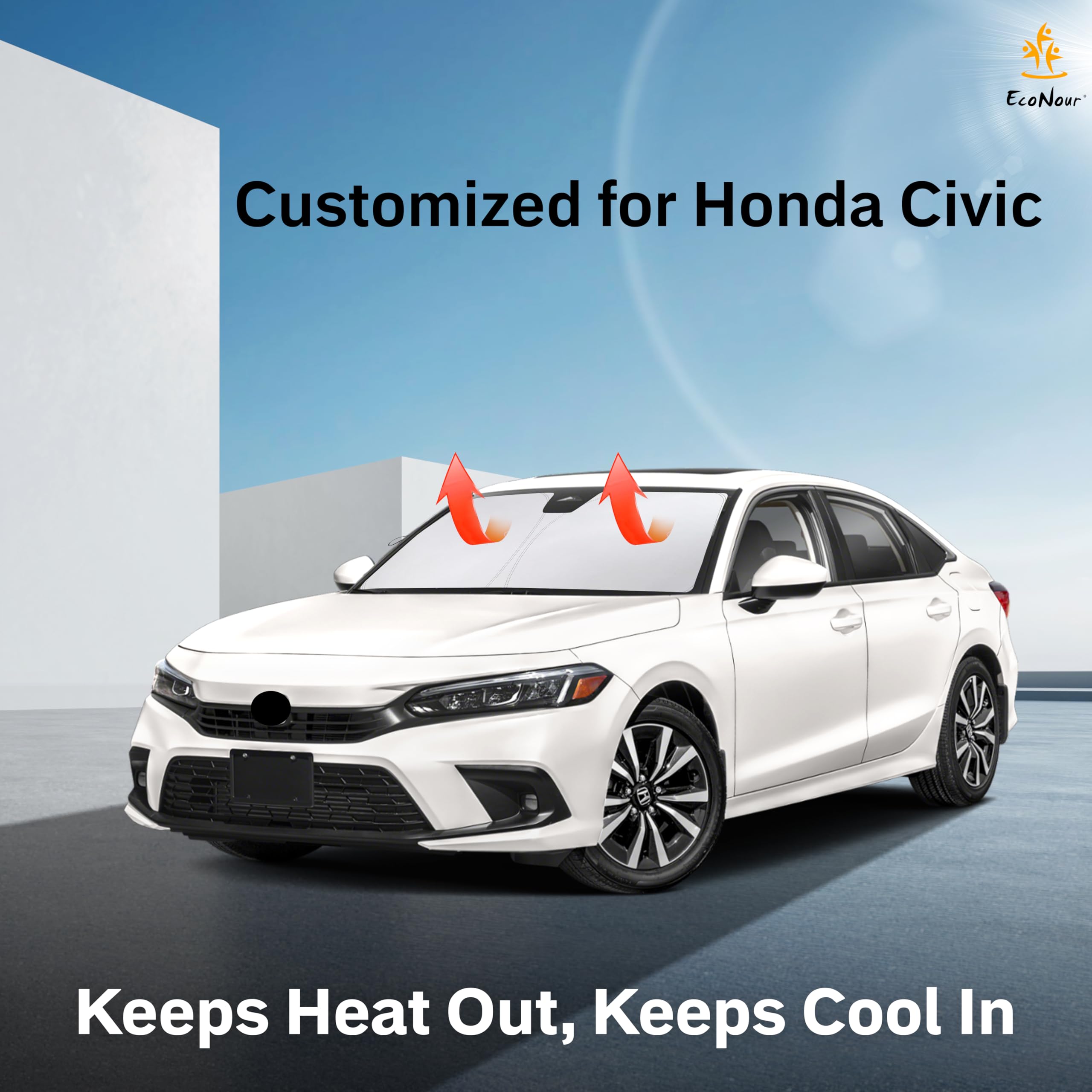 Honda Civic windshield sun shade (2016–2021) foldable 240T polyester sun visor