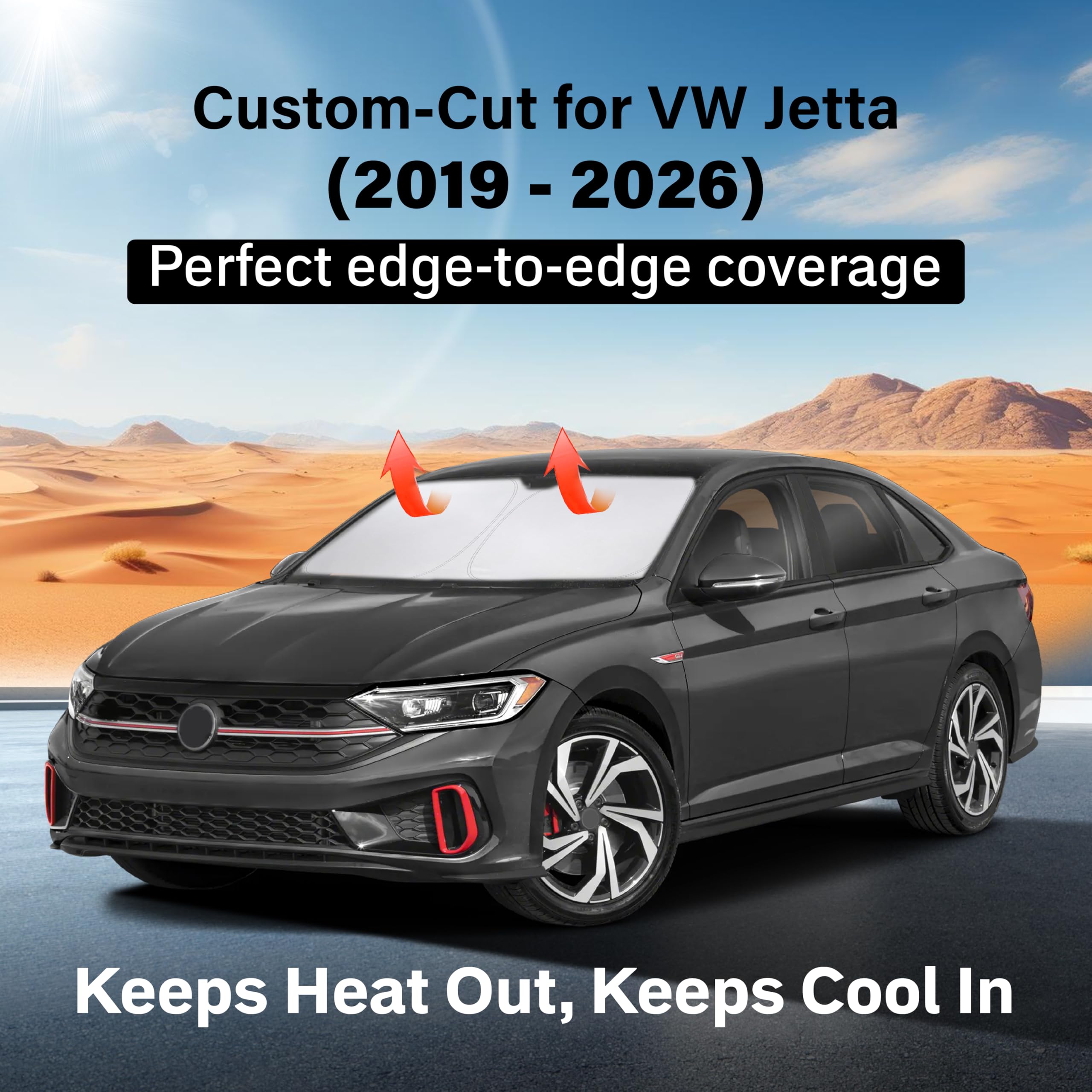 EcoNour Windshield Sunshade for Volkswagen VW Jetta 2019-2024 2025 2026, Sun ...