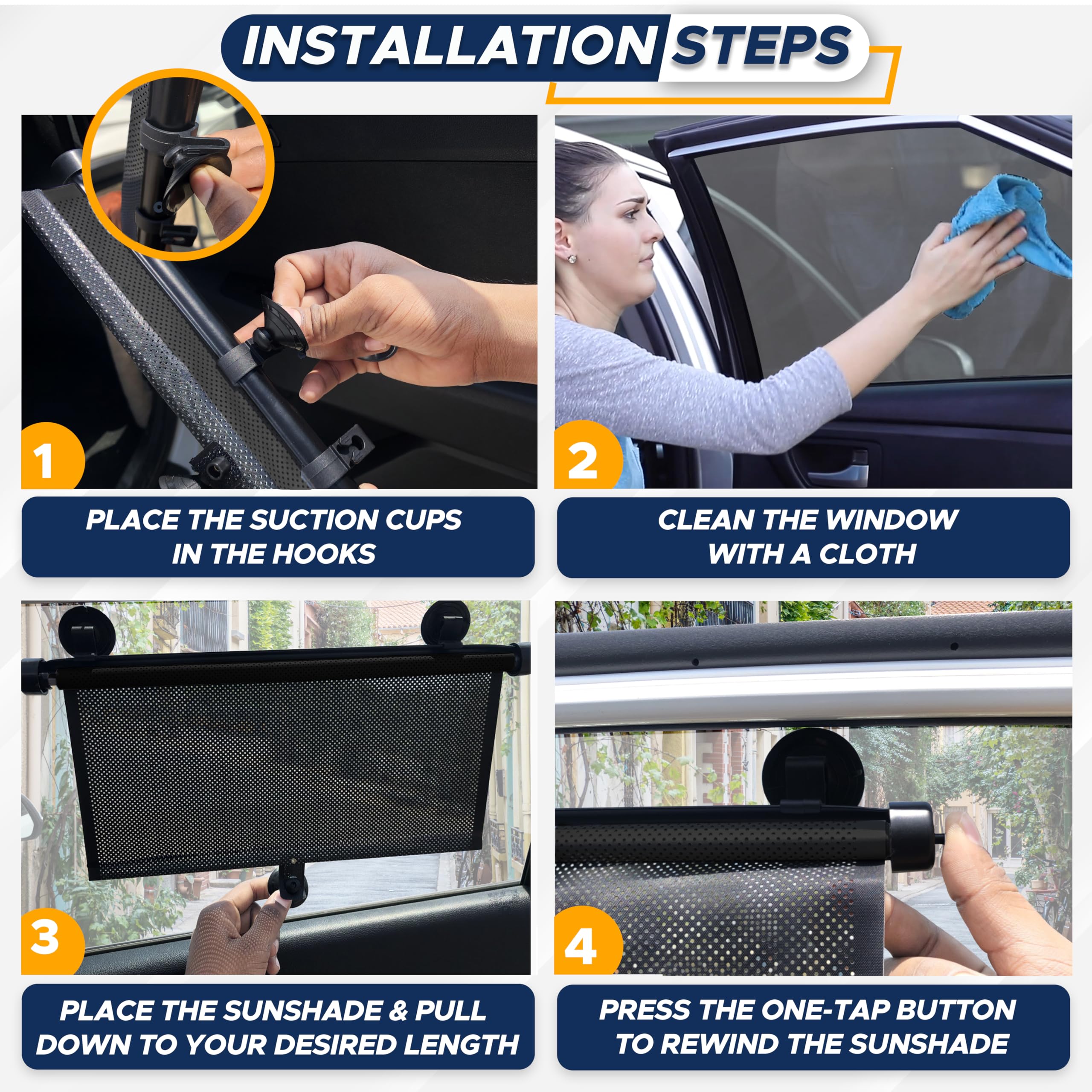 Car Window Shades for Baby – Retractable Sun Blocker 22"x24" for Cars and SUVs