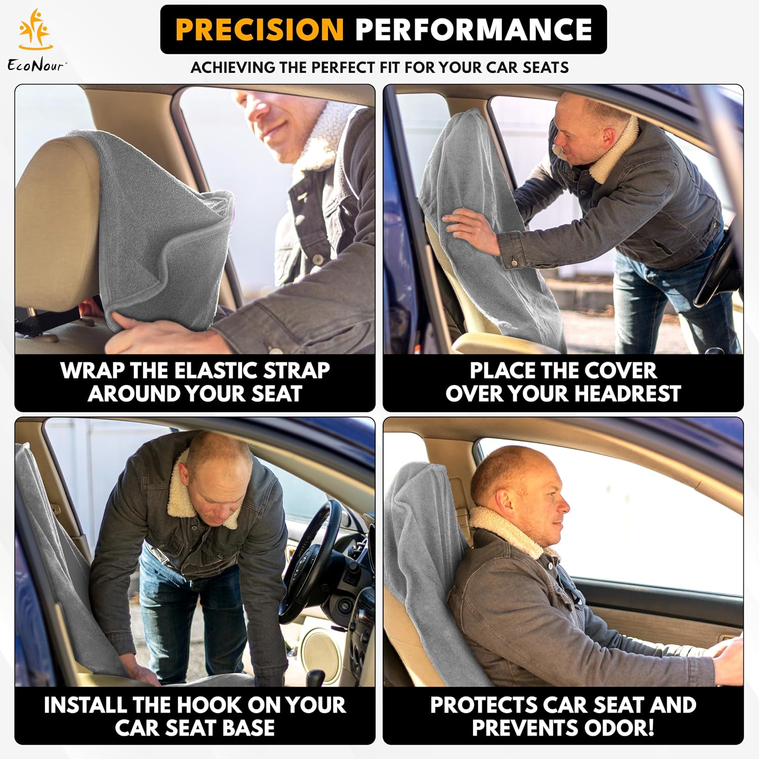 EcoNour Waterproof Car Seat Cover Sweat Towel – Universal Seat Protector for Cars, Trucks, SUVs & Vans