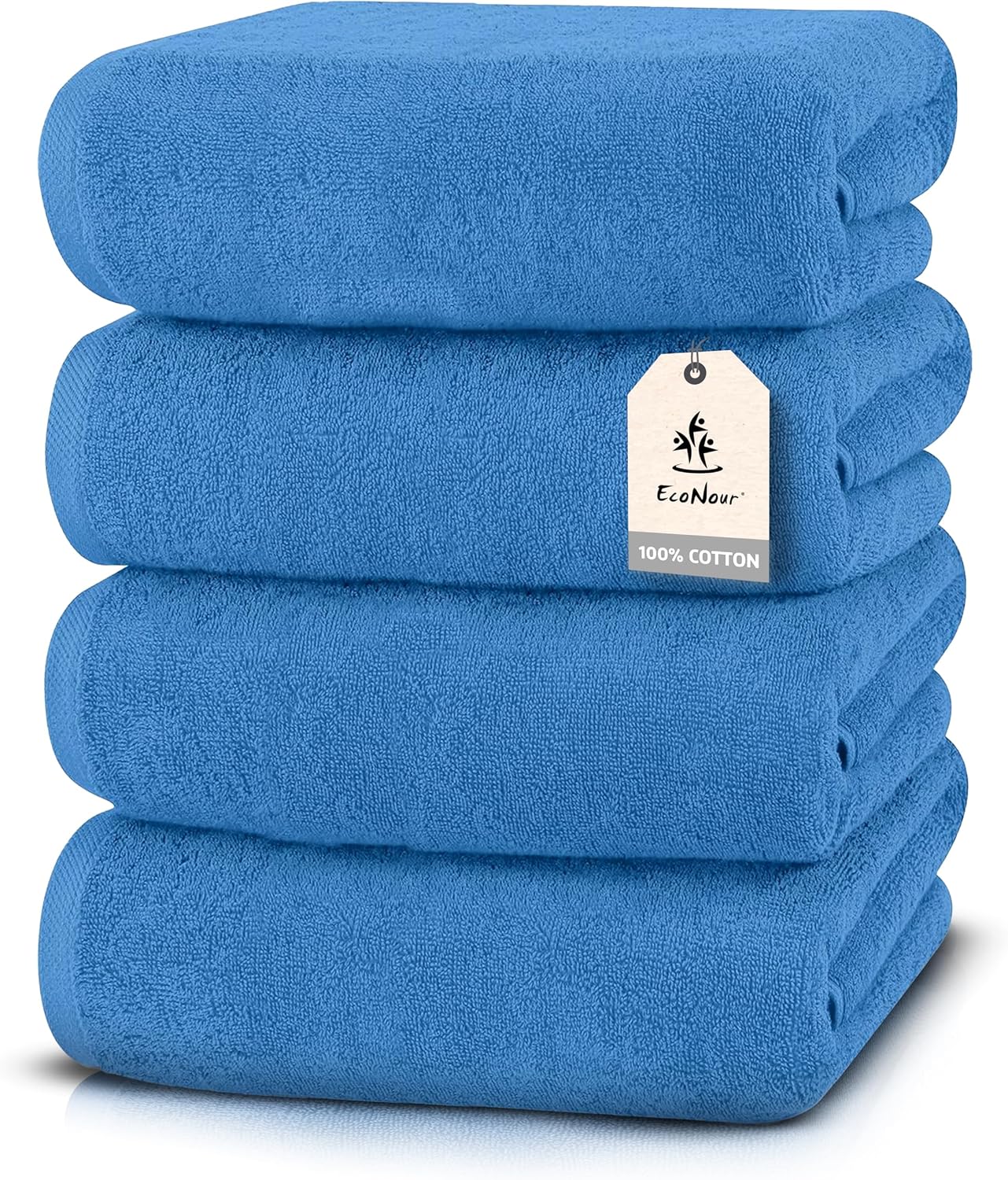 EcoNour Luxury 4-Pack Turkish Cotton Bath Towels – 550 GSM, 100% Cotton, 27x54", Ultra Soft, Absorbent & Quick Dry – Navy Blue