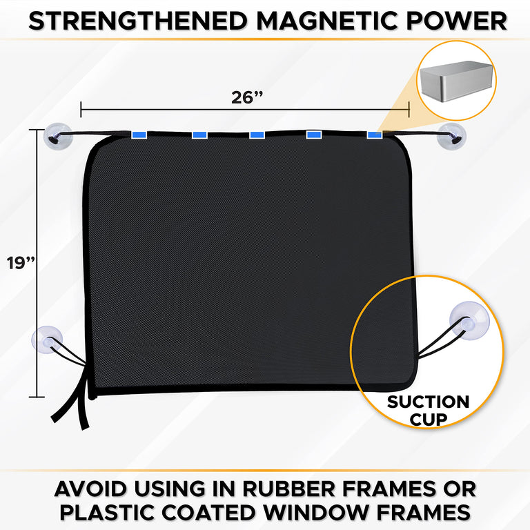 Magnetic Car Side Window Sun Shade by EcoNour, 26x19 inch sun blocker.