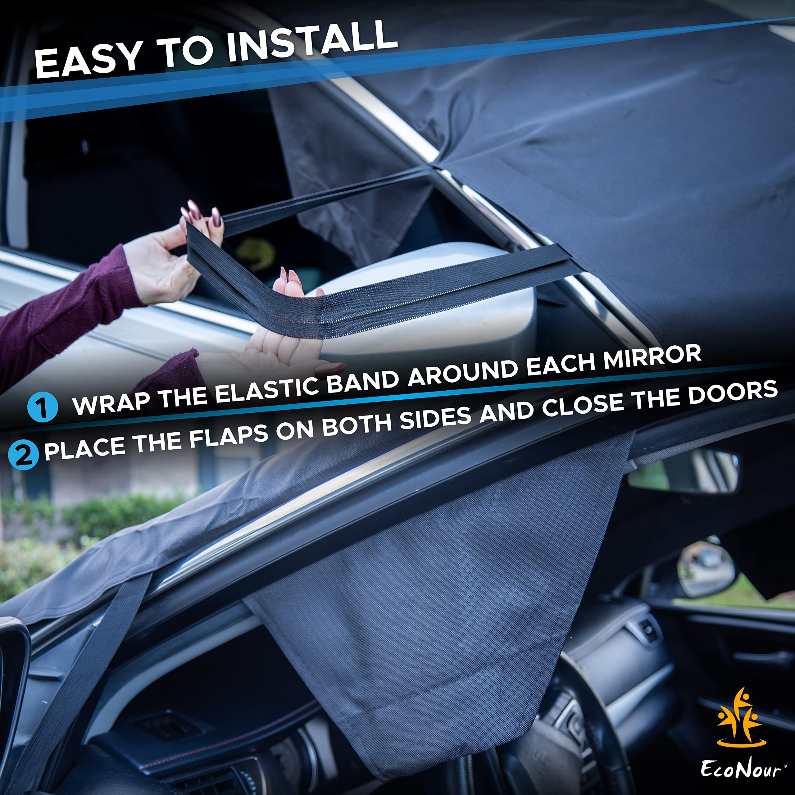Heavy-duty Oxford fabric Windshield Cover for Ice and Snow Medium (69"x42").