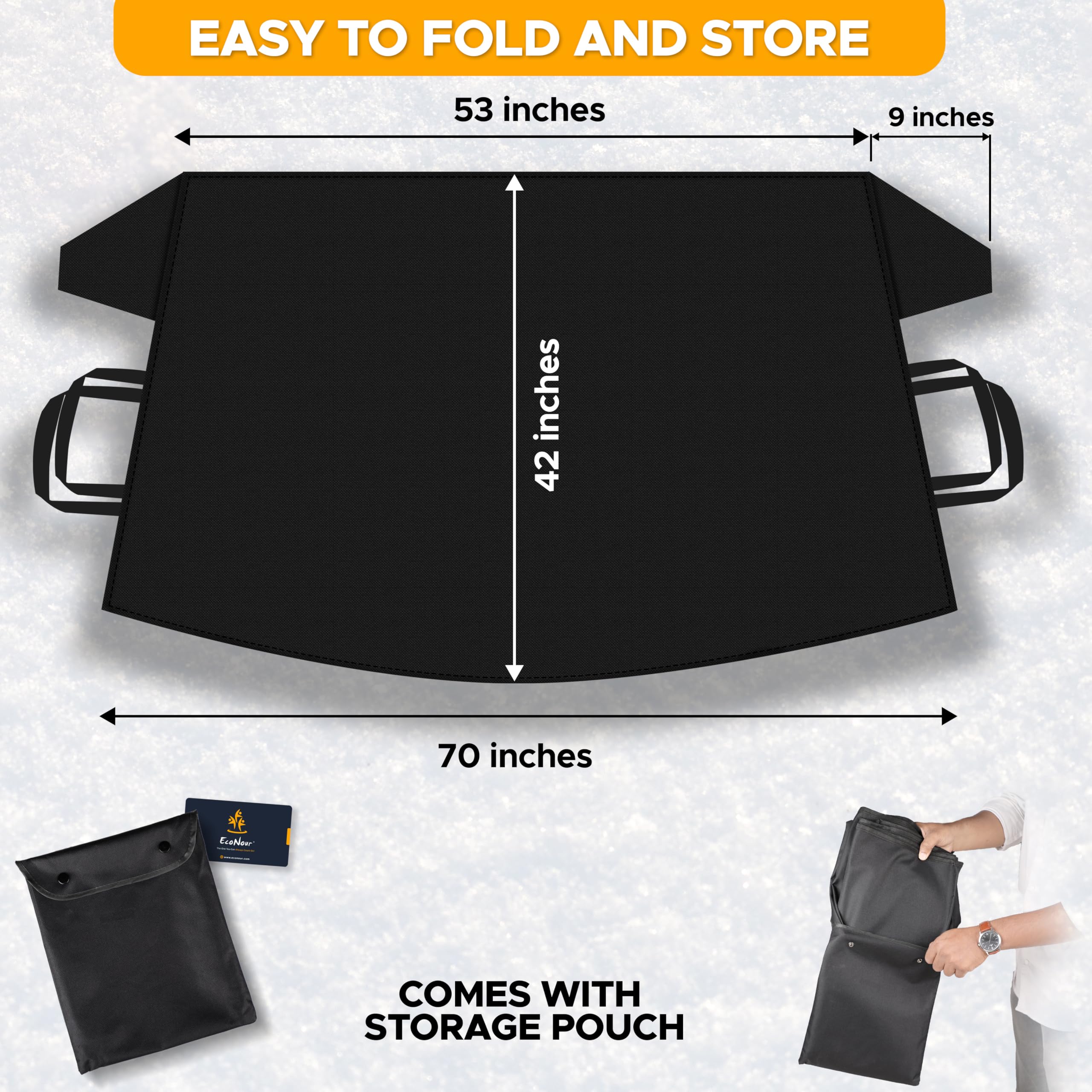 Winter protection Windshield Snow Cover Medium (69" x 42") blocks snow and frost.