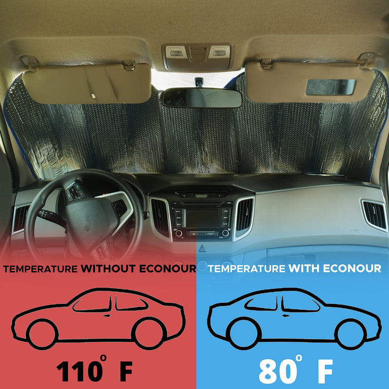 Accordion Car Windshield SunShade Gray EcoNour Reflective Car Shade
