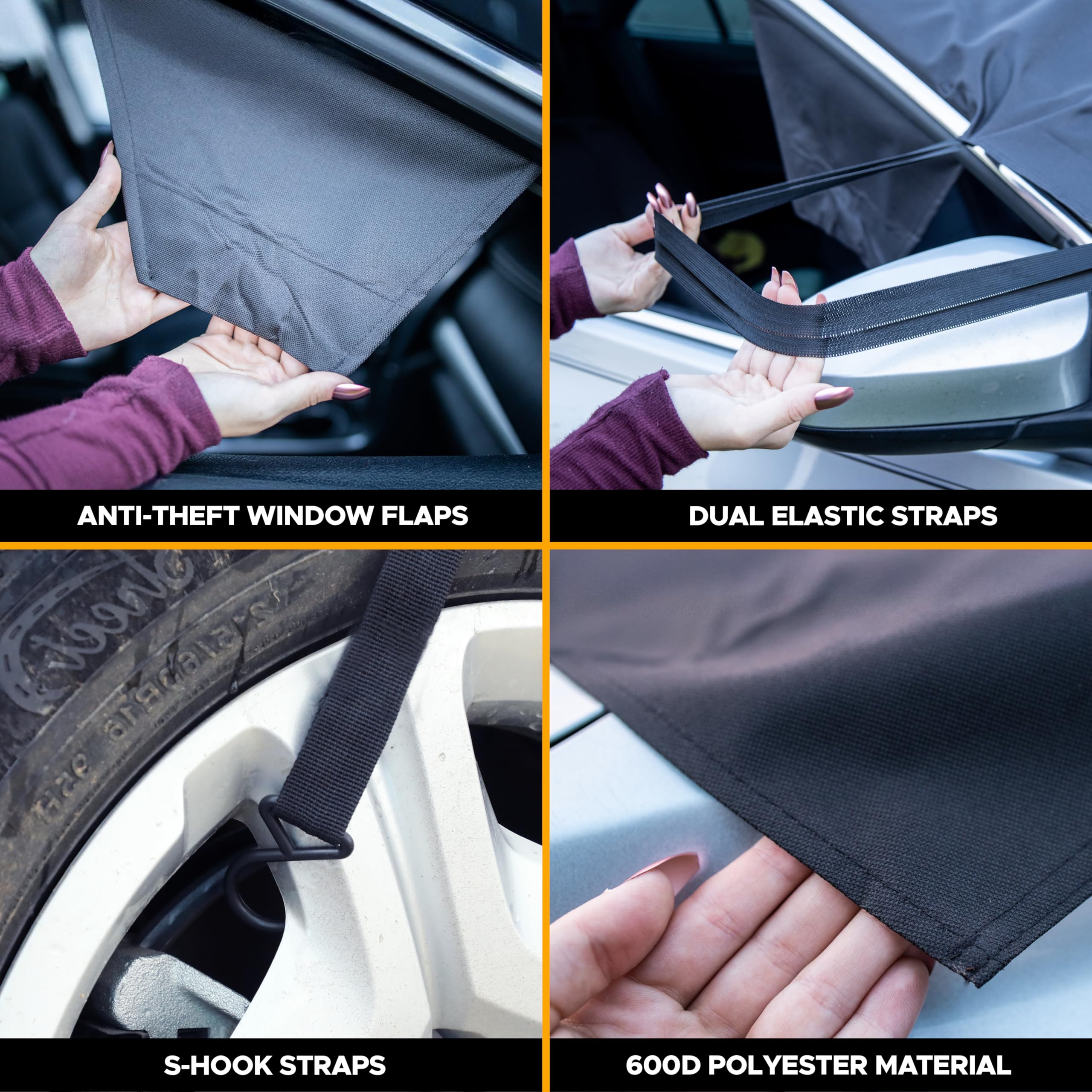 Winter car accessory – EcoNour XX-Large windshield snow cover (78"x45").