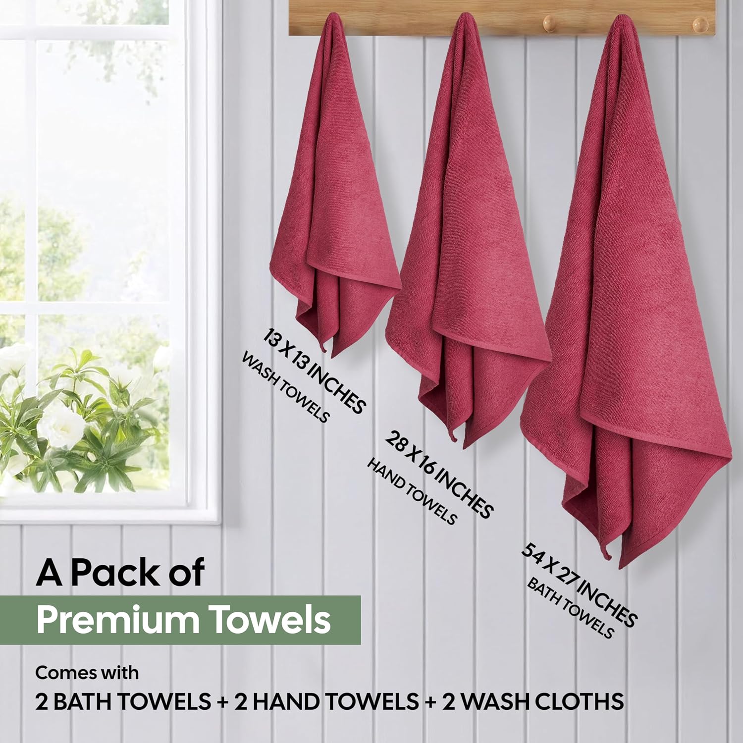 EcoNour Luxury 6-Piece Pink Turkish Cotton Bath Towel Set – 550 GSM, 100% Cotton, Ultra Soft & Highly Absorbent