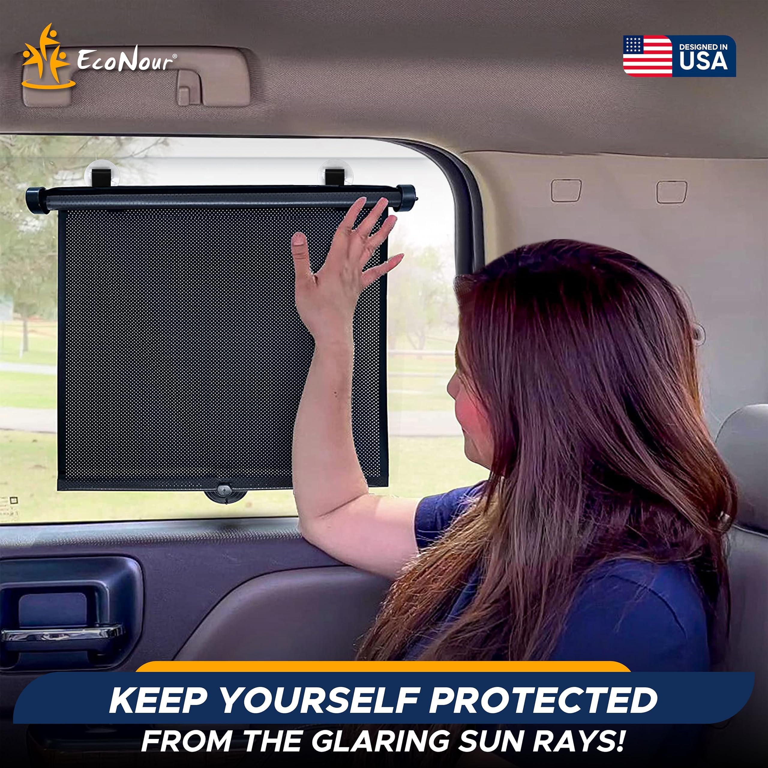 Baby Car Window Shades – Side window sun protection with suction cups & clips.