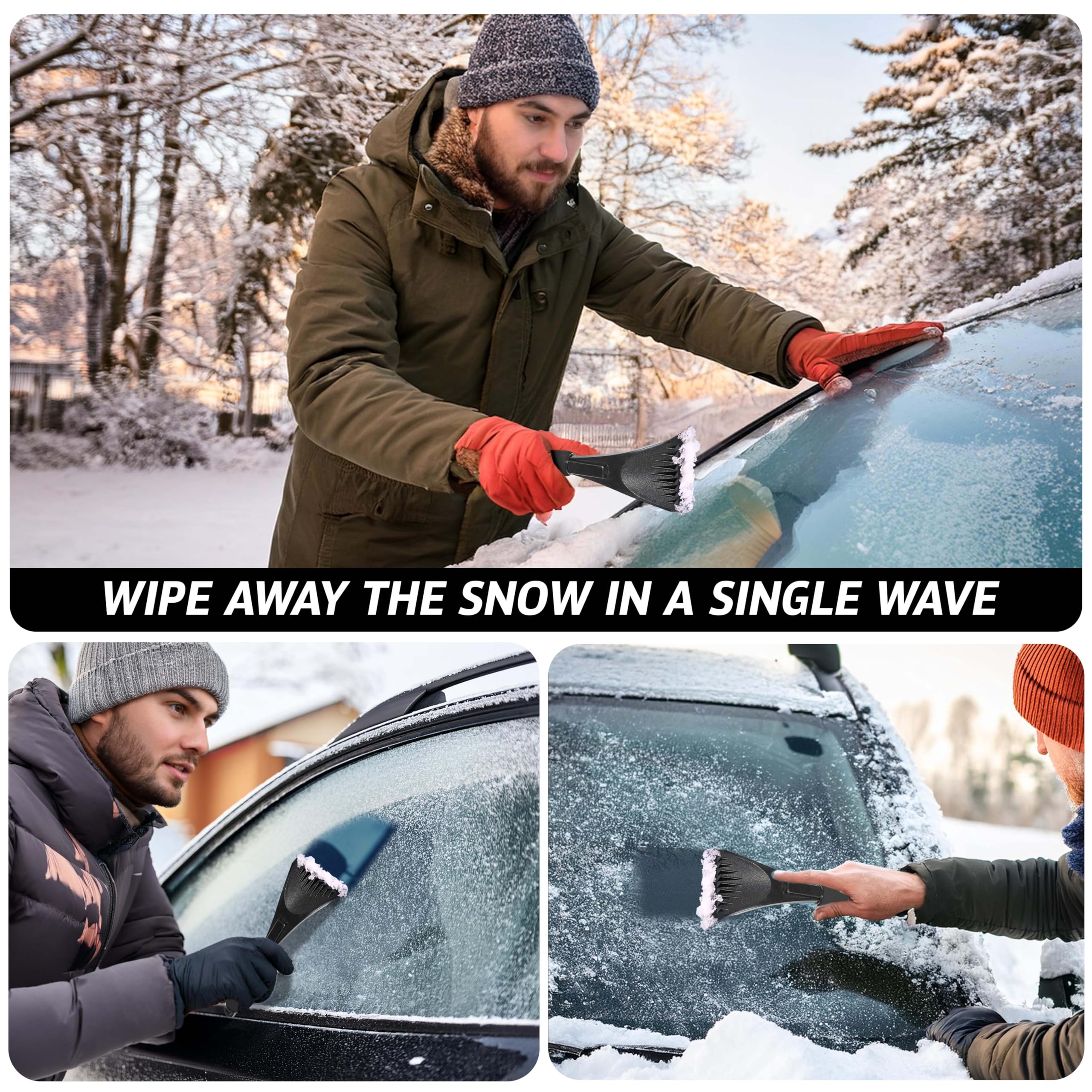 Ice Scraper for Car Windshield by EcoNour, 2 pack snow removal tool with durable design and foam grip.