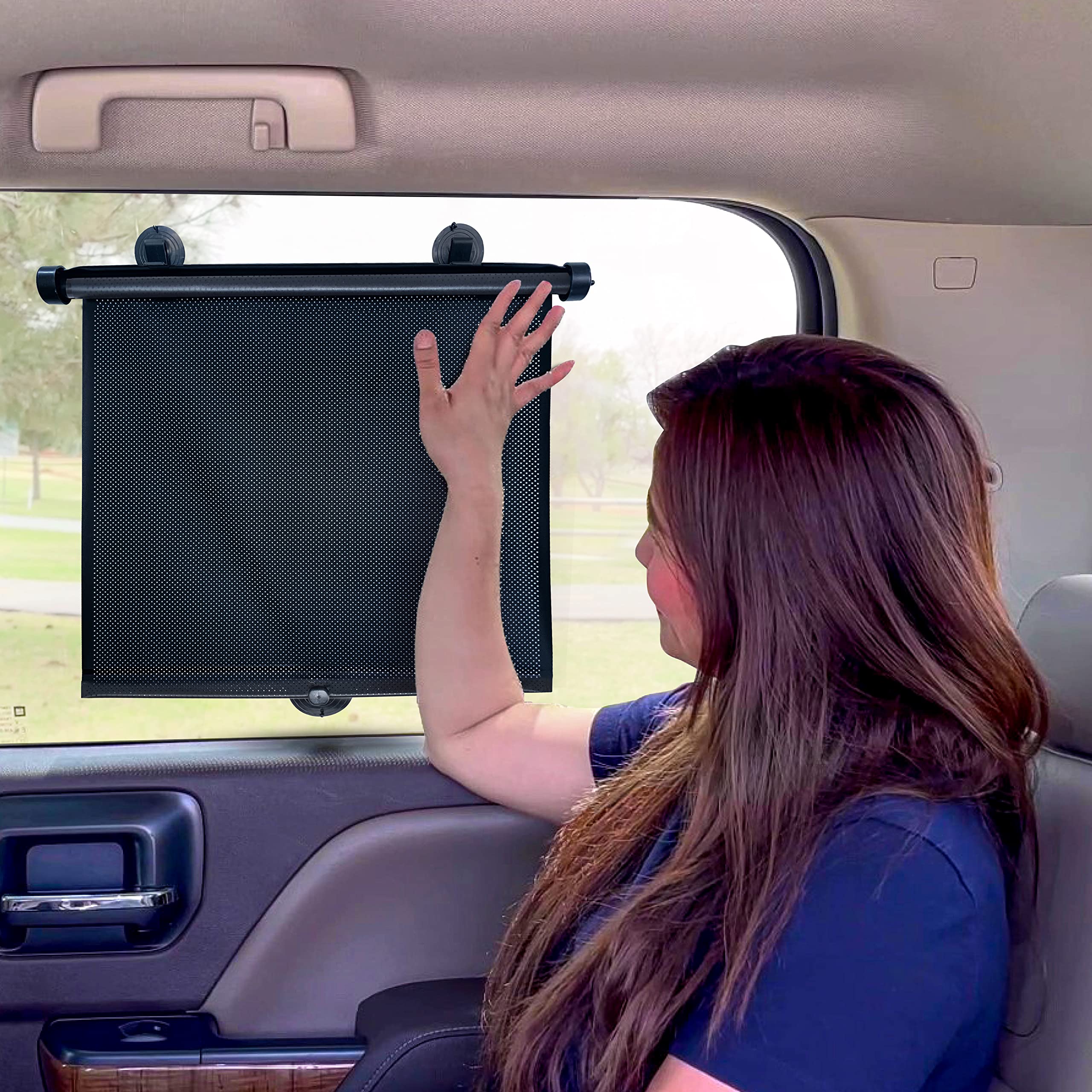Car Side Window Sun Shade – EcoNour 15"x17" Retractable Roller Shade for Babies
