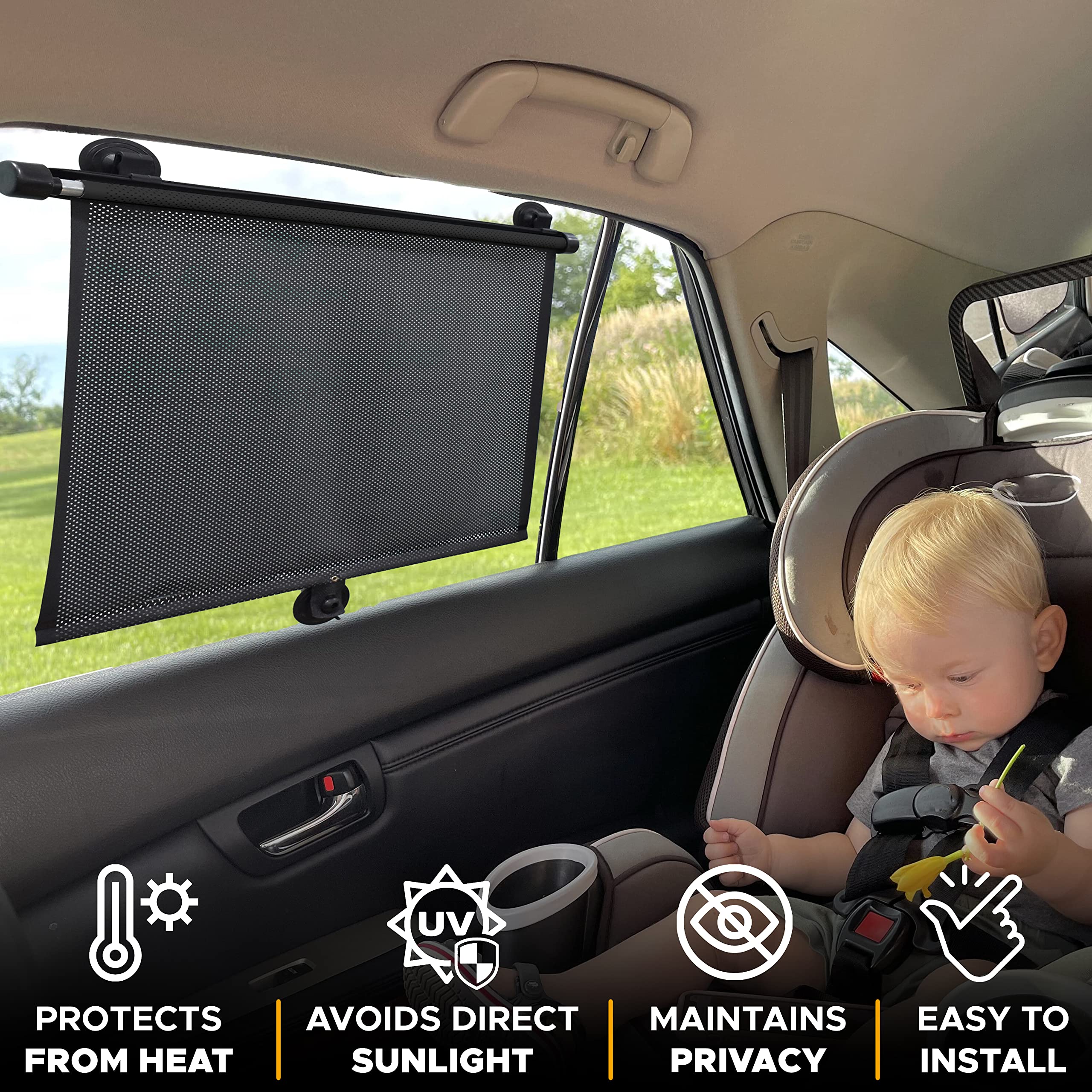 Car Window Shades – Blocks UV Rays & Glare, 2 Pack 18"x20" for Cars & SUVs