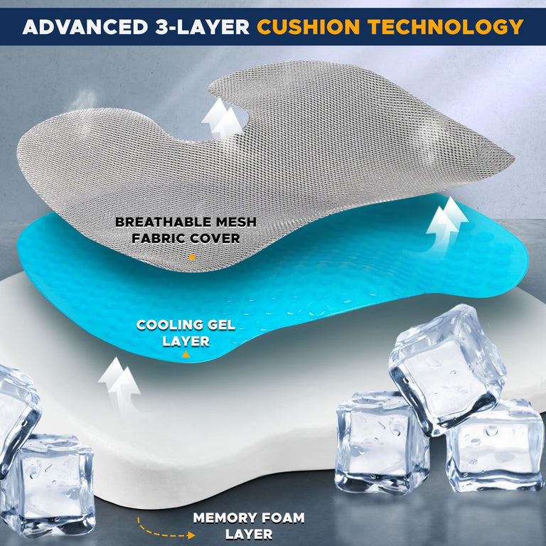 gel seat cushion EcoNour memory foam ergonomic desk chair pillow