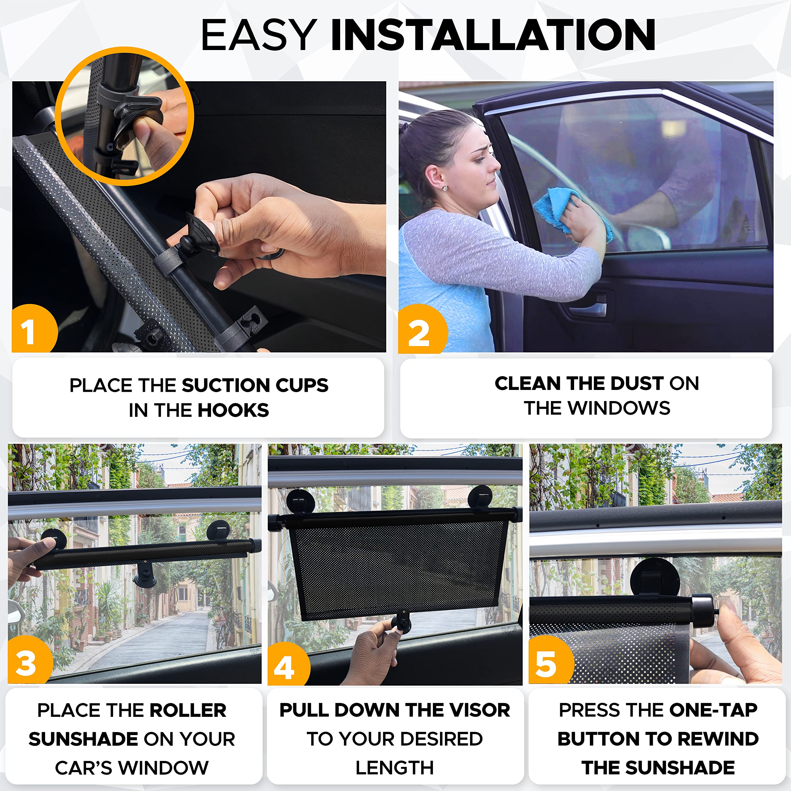Car Side Window Sun Shade 15"x17" – Keeps Back Seat Interior Cool & Protected