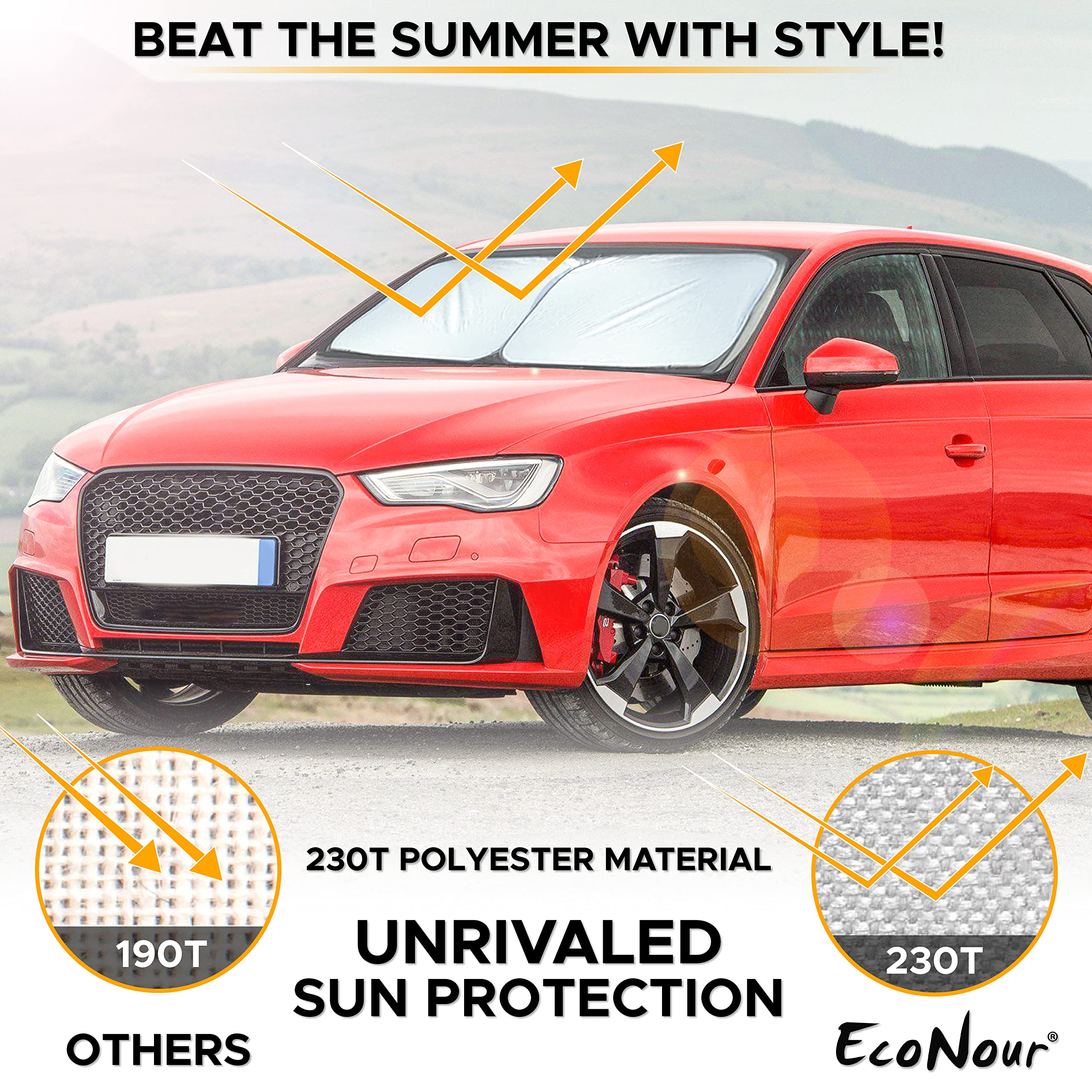 2-Piece Car Windshield Sunshade | EcoNour Small Foldable Sunshade for Cars & SUVs