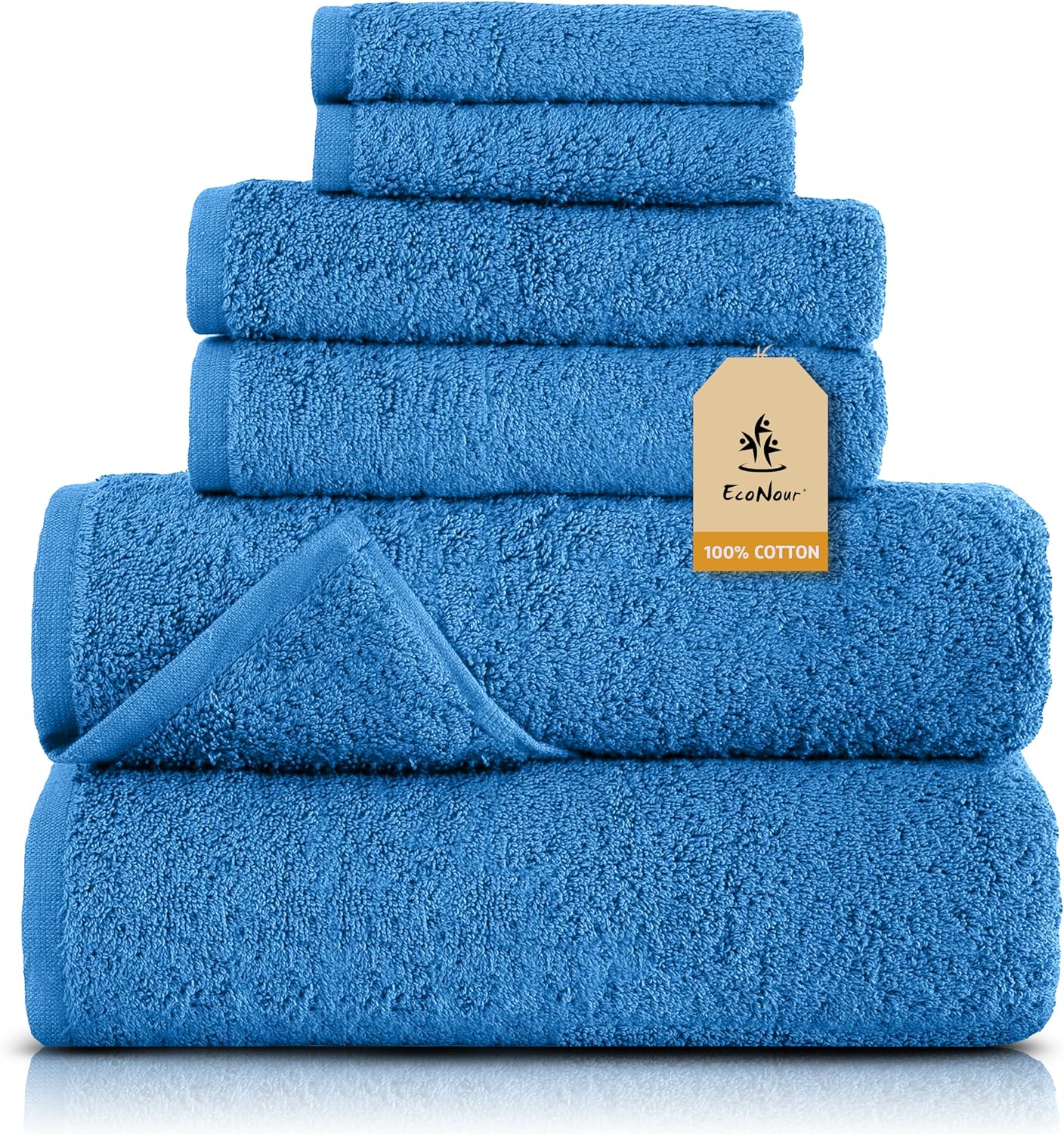 EcoNour Luxury 6-Piece Navy Blue Turkish Cotton Towel Set – 550 GSM, Ultra Soft & Absorbent
