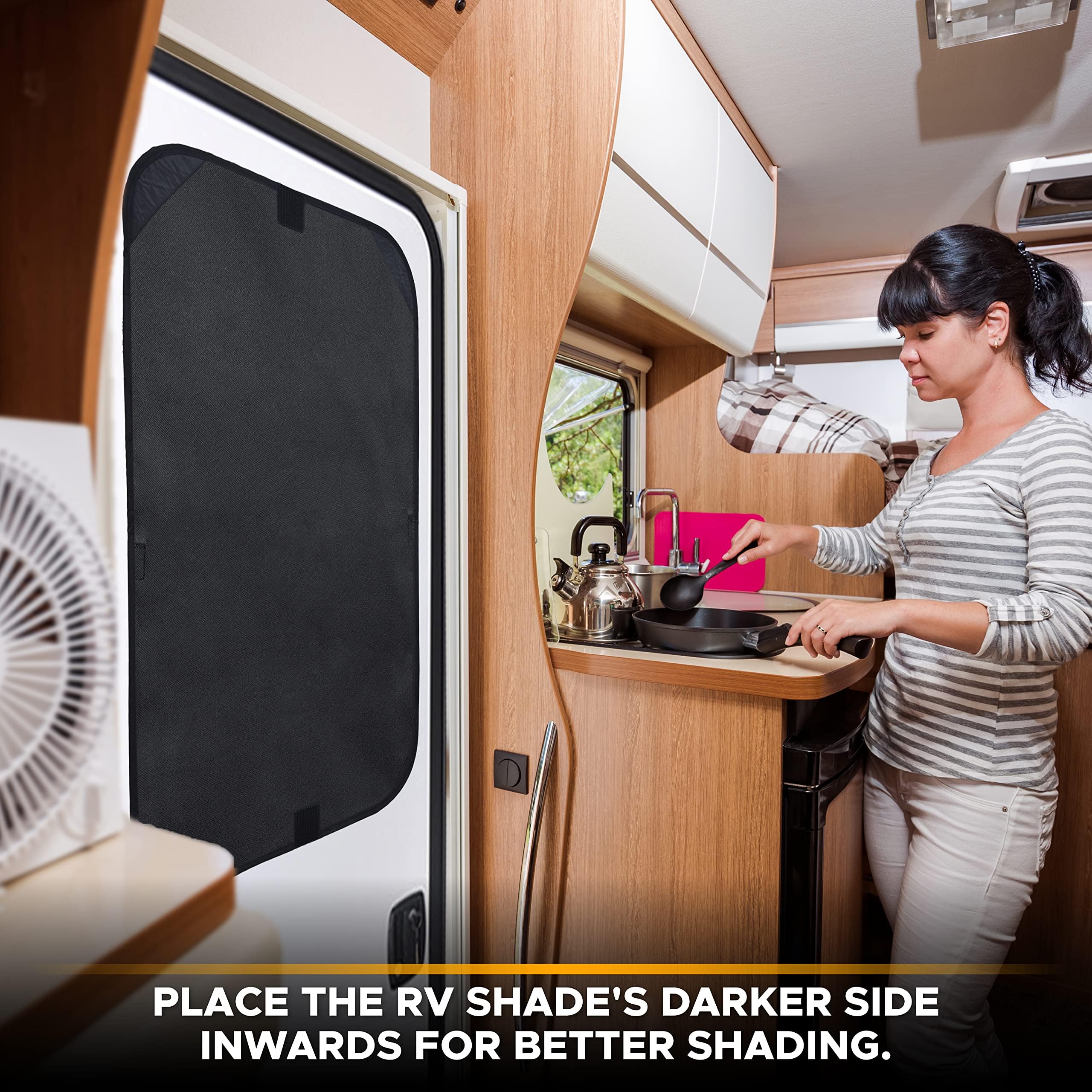 RV Door Window Shade for trailers and campers with sun protection